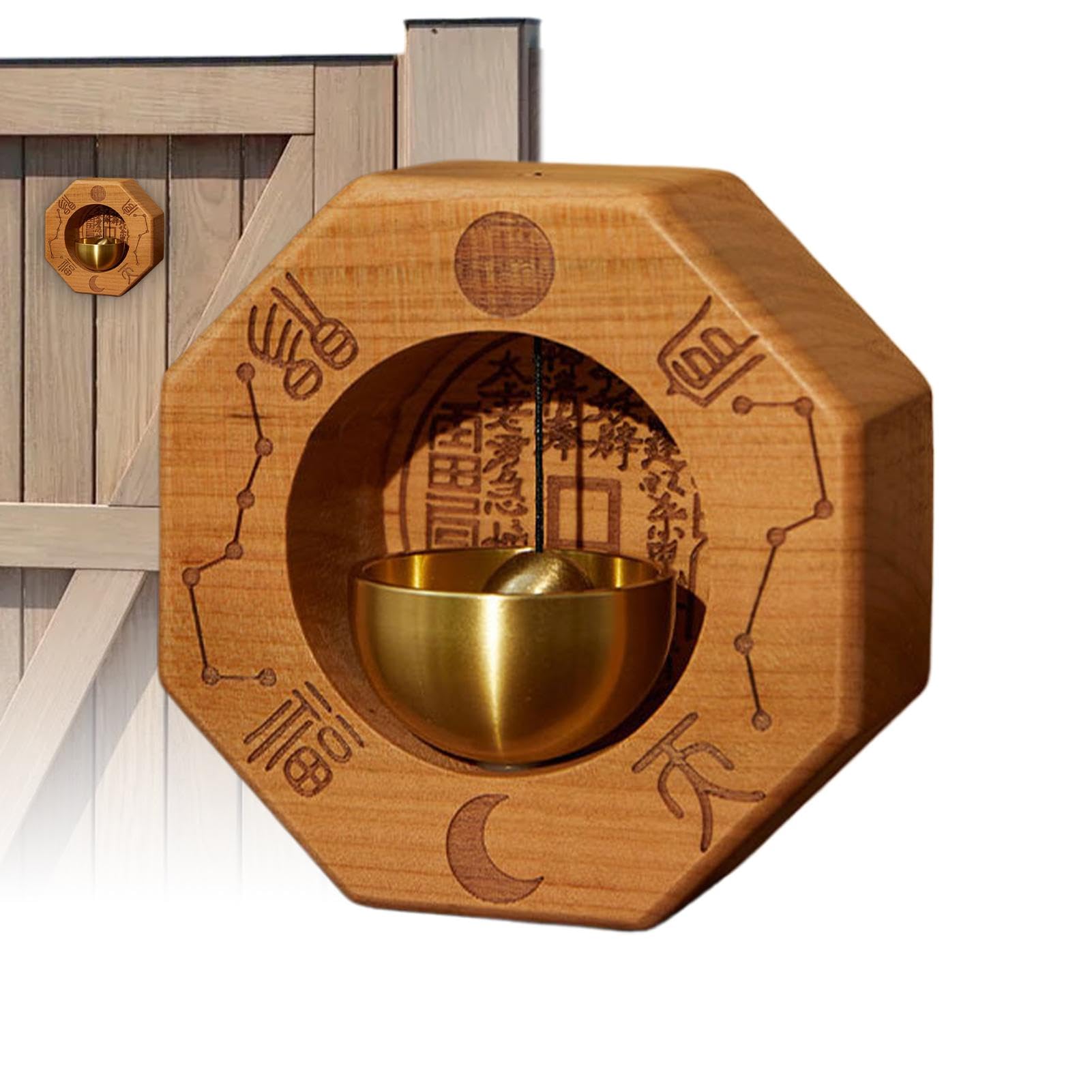 Anneau de sonnette magnétique en bois pour ornement de porte et carillon de commerçant