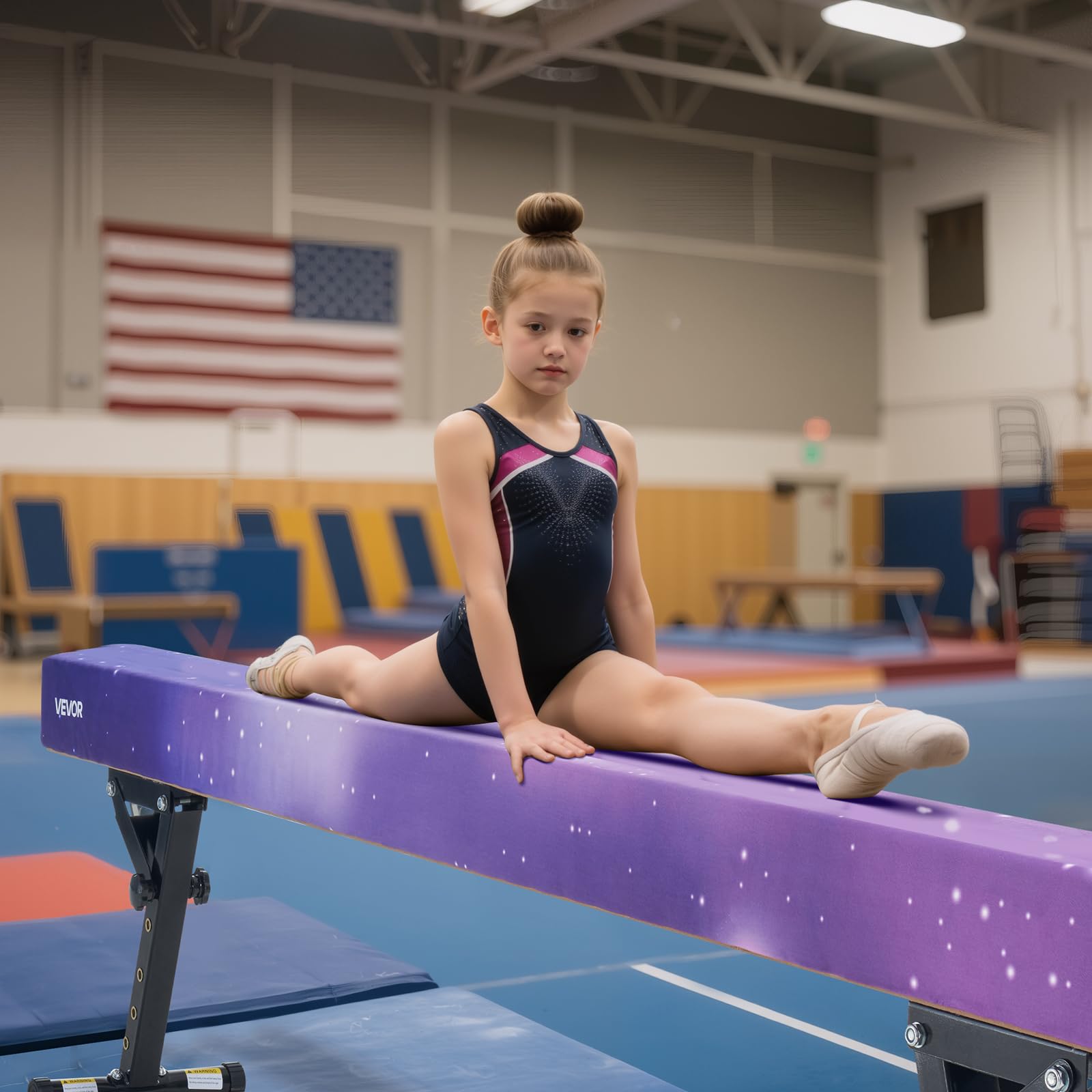 VEVOR Schwebebalken Gymnastik Kinder 241 cm Höhenverstellbar (5-stufig/170/380470/540/565mm), 158,7 kg belastbarer Gymnastikbalken Turnbalken, Balance Balken Balancierbalken für Fitnessstudio