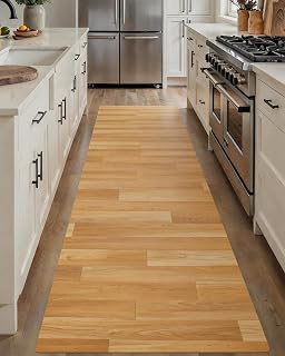 3'×10' Non Slip Vinyl Floor Runner Waterproof 1.8mm Thick,Woodgrain Pattern Vinyl Runners for Hallway , Kitchen, High Traffic, Low Profile Area Plastic Floor Runner,Wear Resistant PVC Rug Cover Roll