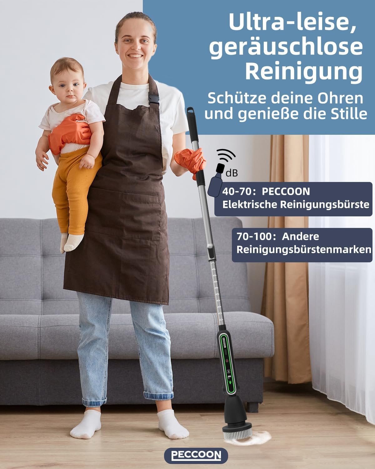 Spin Scrubber - Spazzola per la pulizia della doccia, senza fili, con 8 testine intercambiabili, manico regolabile per bagno, cucina, pavimento auto