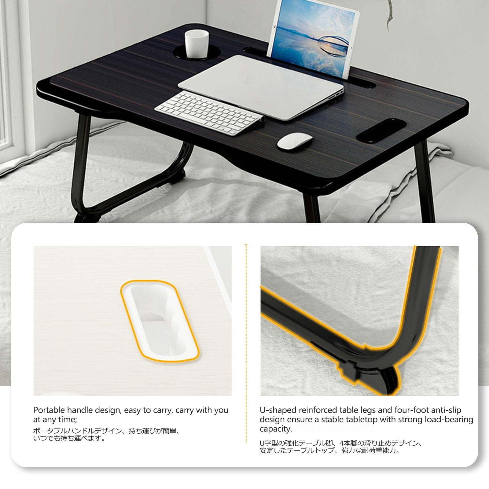 Tavolino da Letto,Tavolo Laptop Pieghevole,lapdesk Pieghevole,tavolino da Letto per studiare,Utilizzato per Leggere, disegnare o Giocare ai Videogiochi, Lavorare(White)
