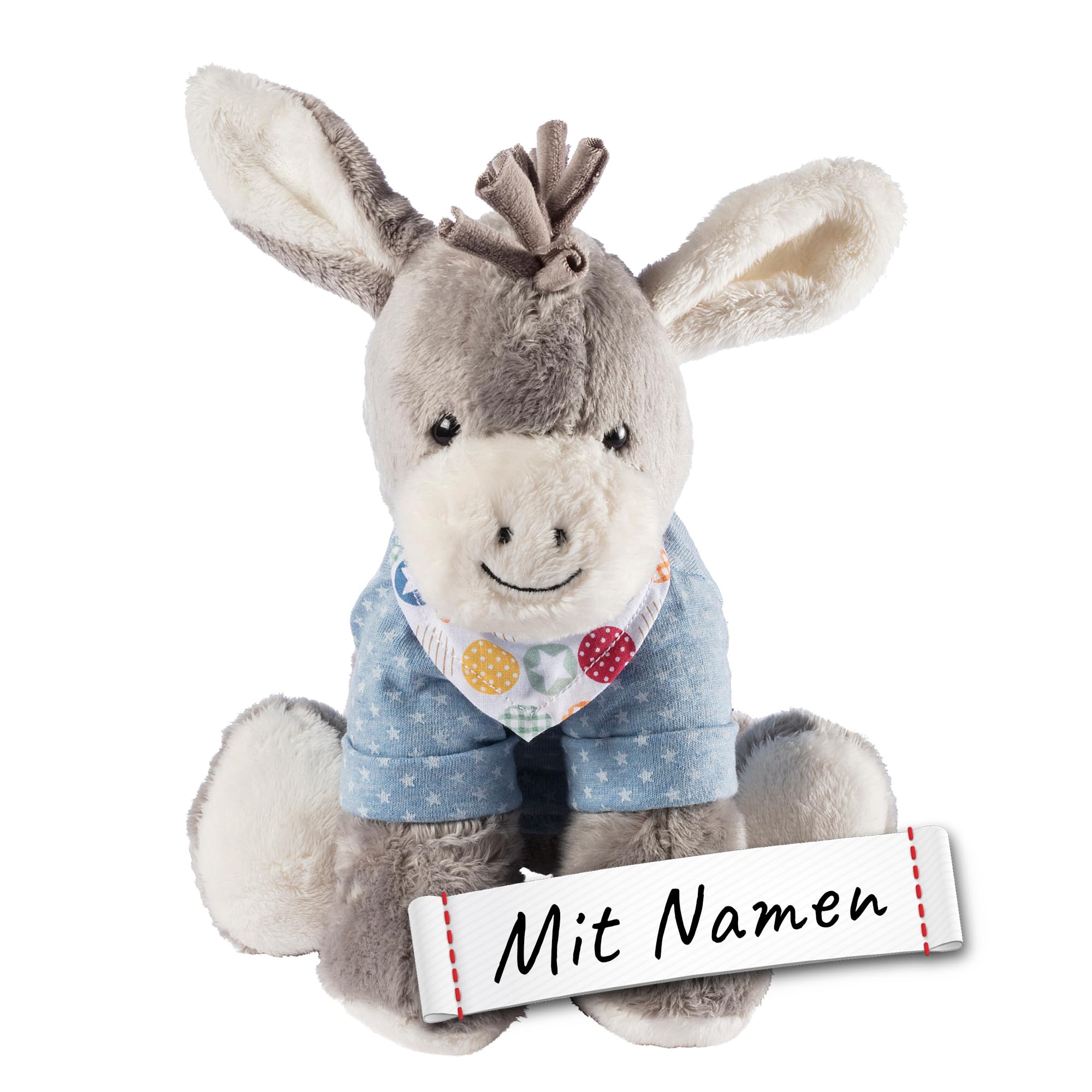 LALALO Baby Spieluhr & Einschlafhilfe & Geschenk, Sterntaler Esel Emmi Kuscheltier mit Namen personalisiert zur Geburt & Taufe
