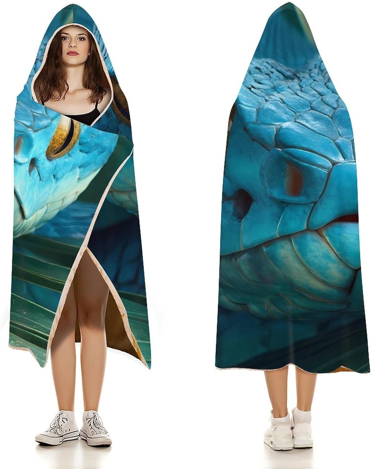 Snake Palm Leaf Wearable Blanket Oversized Throw Cape | Cozy Hooded Blanket Gifts for Women Men
