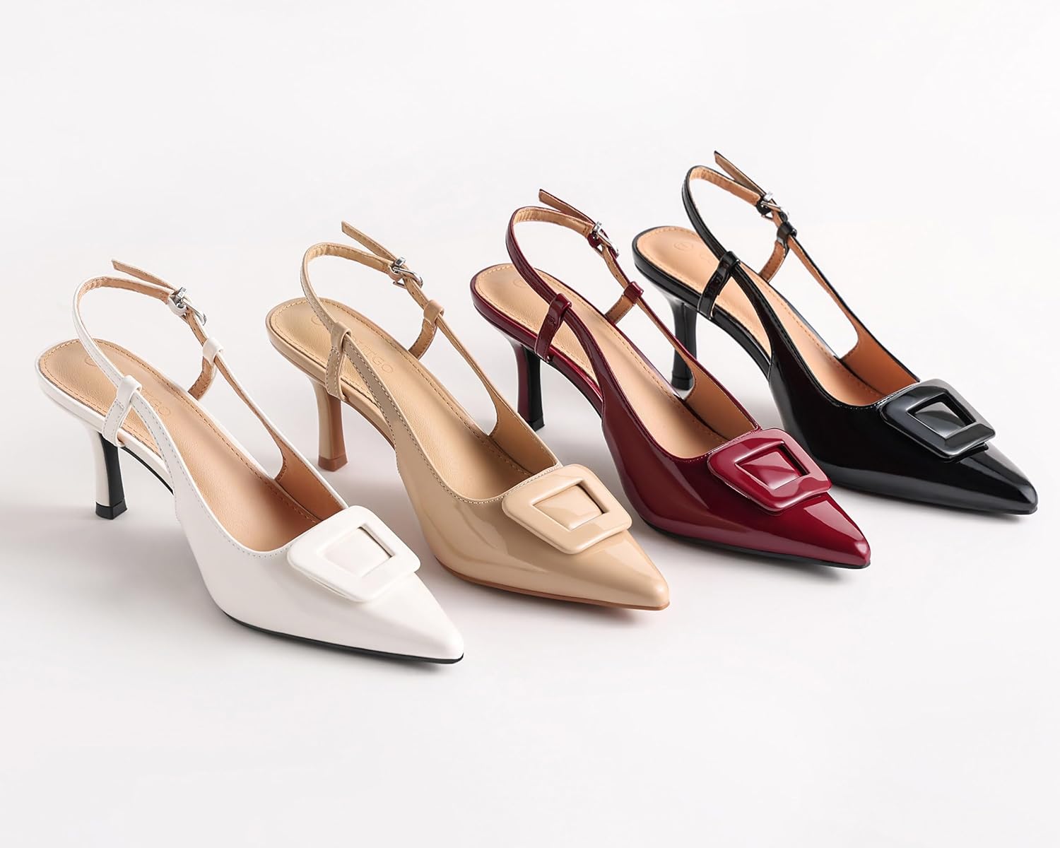 Coutgo Womens Slingback High Heels Closed Pointed Toe Pumps Ankle Strap Work Dress Shoes - Image 6