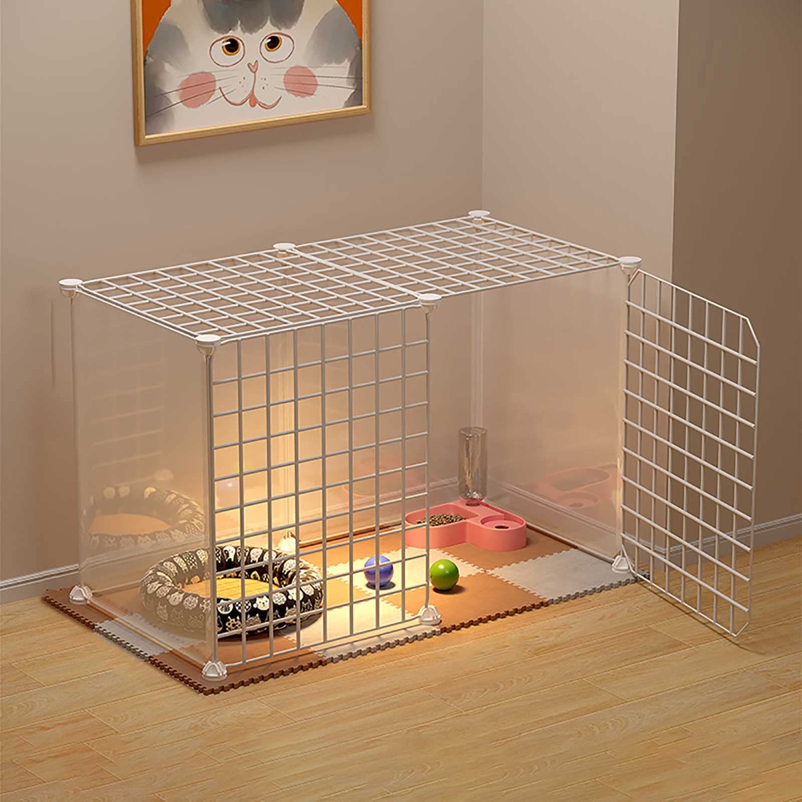 TYYCKJ Cat Cages Indoor - Cat Playpen Cat Crate Cat Enclosure Cat Condo Dog Cages for Small Dogs Indoor Ferret Cage Detachable Metal Cat Cages Easy to Clean - Large Exercise Place Ideal for 1-3 Cat