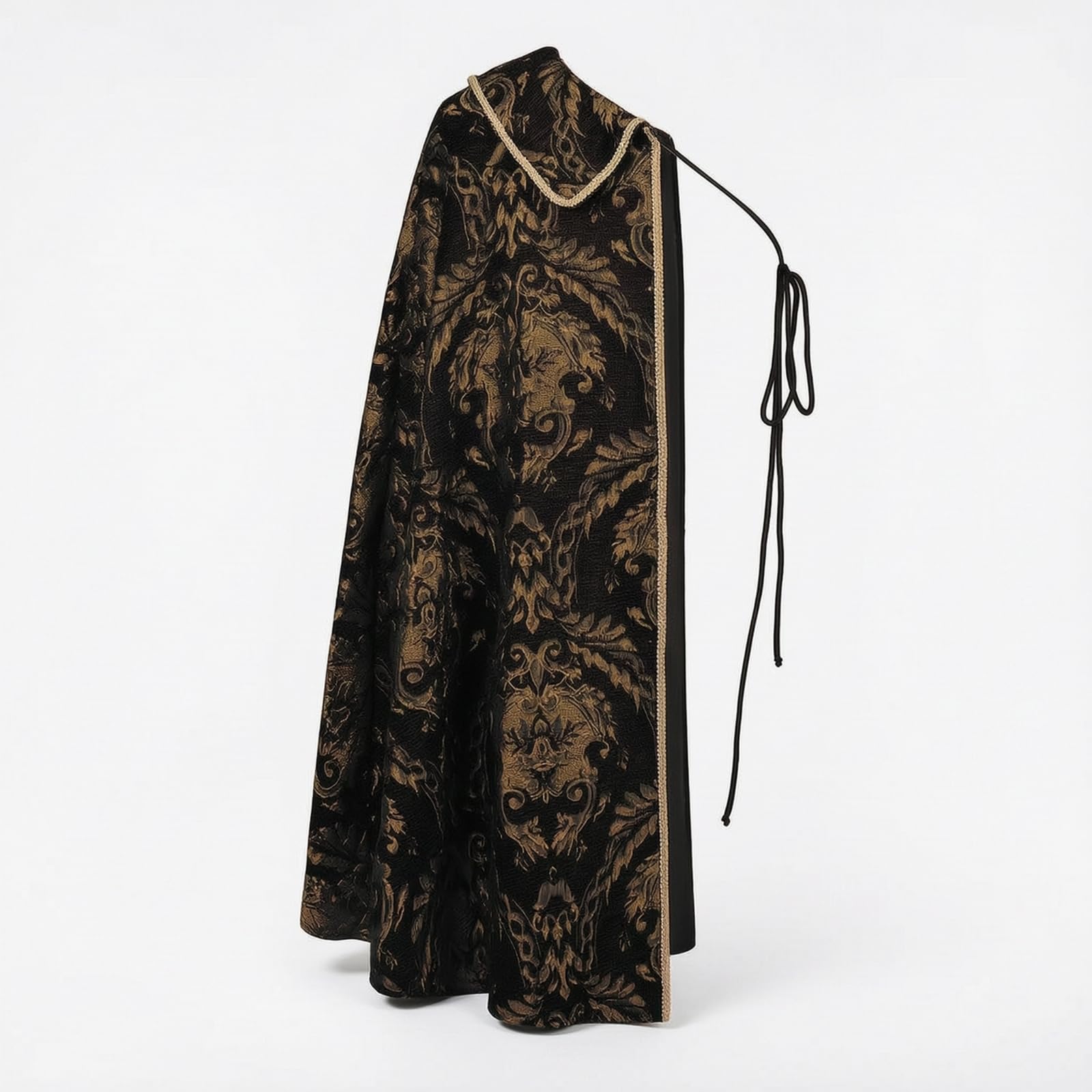 Mantello Elegante in con Fantasia Floreale E Chiusura Sicura al Collo per Uomini E Donne Adatto per Eventi Tematici E Recite, Array, Nero