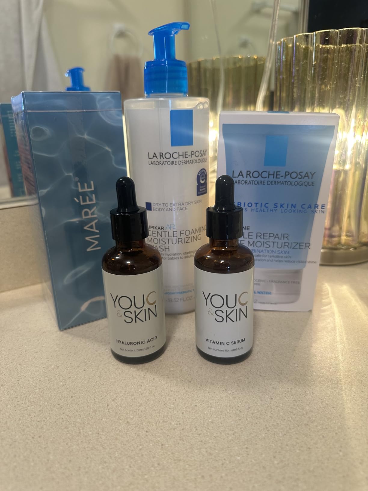 You C & Skin Vitamin C Serum with 6 Peptides + Niacinamide + Hyaluronic Acid – Stable 3-O-Ethyl Vitamin C, Radiance-Boosting Glow Serum, Anti-Aging, Luminous Skin – All Skin Types – 1.7 fl oz