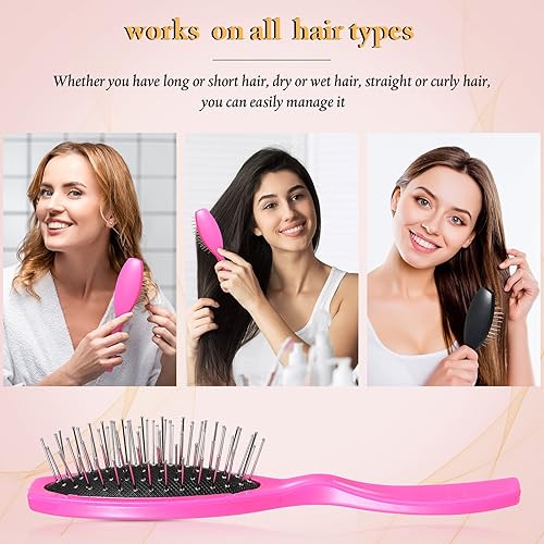 Miniatura 4 de Juego de 2 cepillos de pelo para peluca, cepillo de alambre de acero inoxidable para pelucas sintéticas, extensiones de cabello para mujeres y niñas