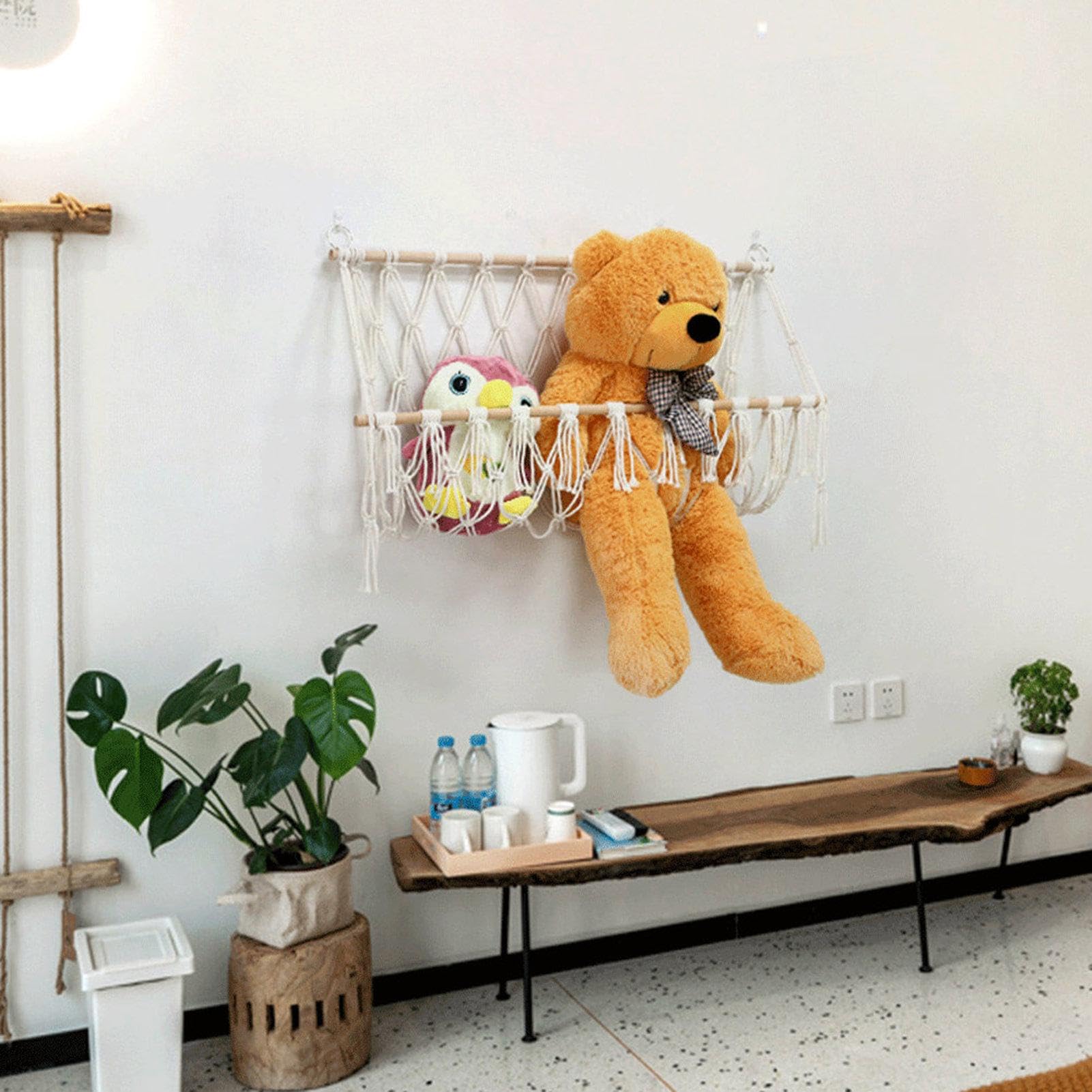 Hamaca de peluche para animales – Red de almacenamiento de pared para | juguetes, organizador de juguetes de gran capacidad | Hamaca de felpa duradera y fácil de instalar, juguetes y accesorios de