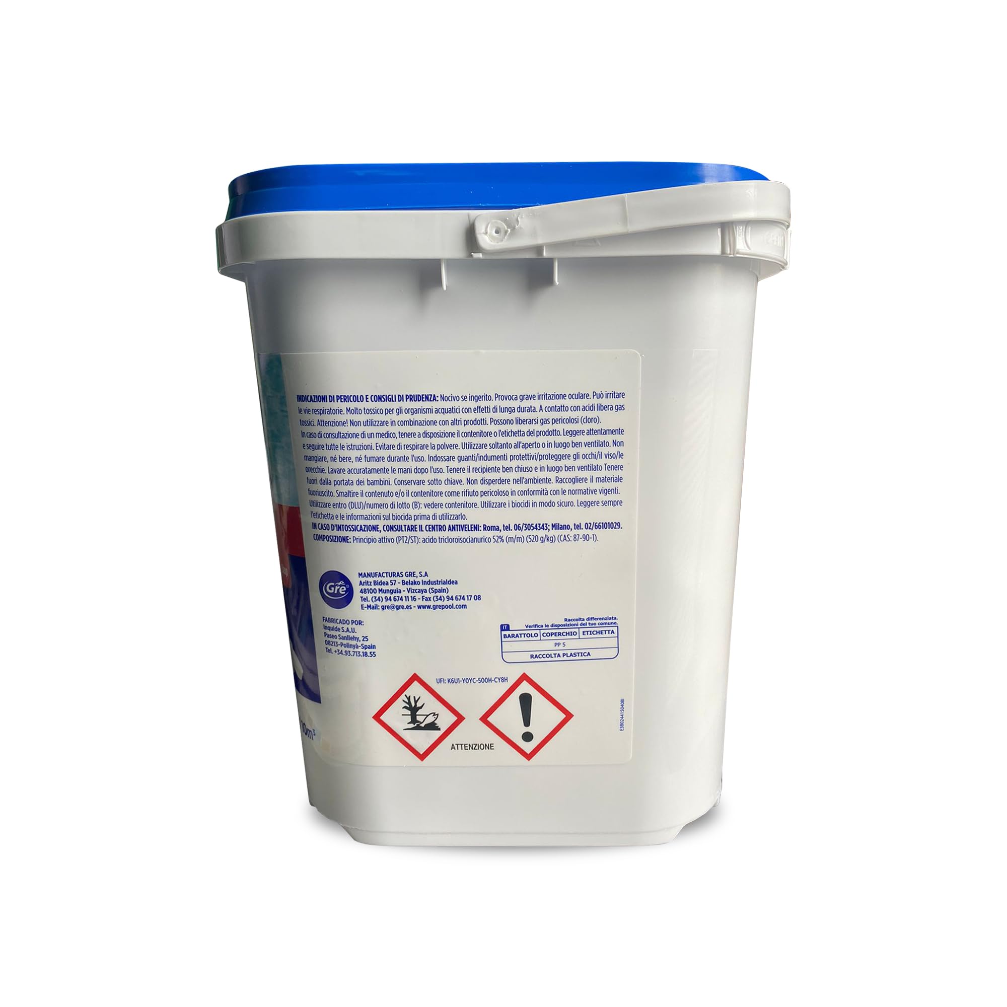 Gre 76099NB - Cloro Forte, Zero Borico, Pastiglie da 30gr - 5kg
