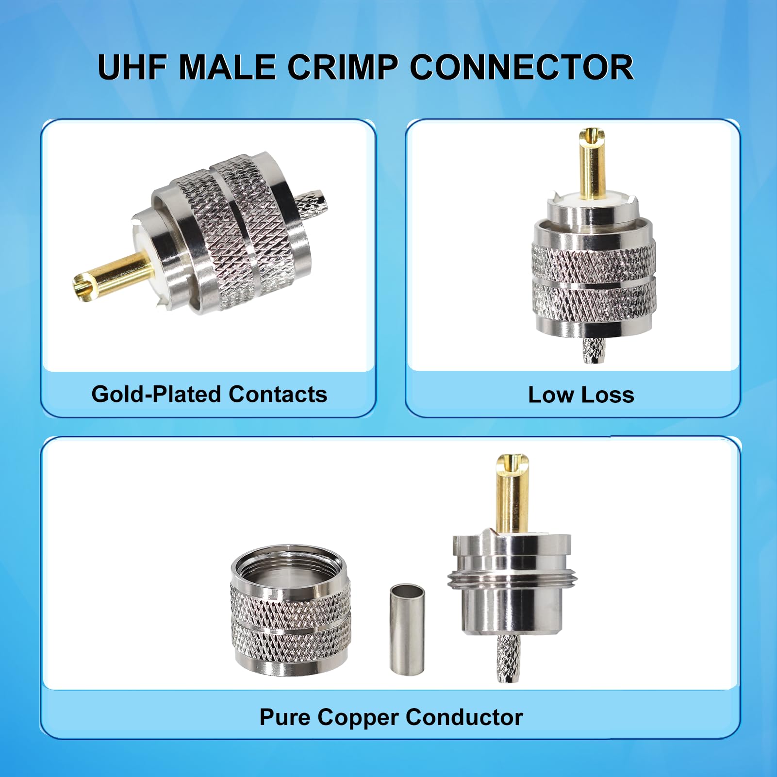 UHF SO239 FEMMINA PL259 A SMA Spina Maschio Crimpare - Foto 2