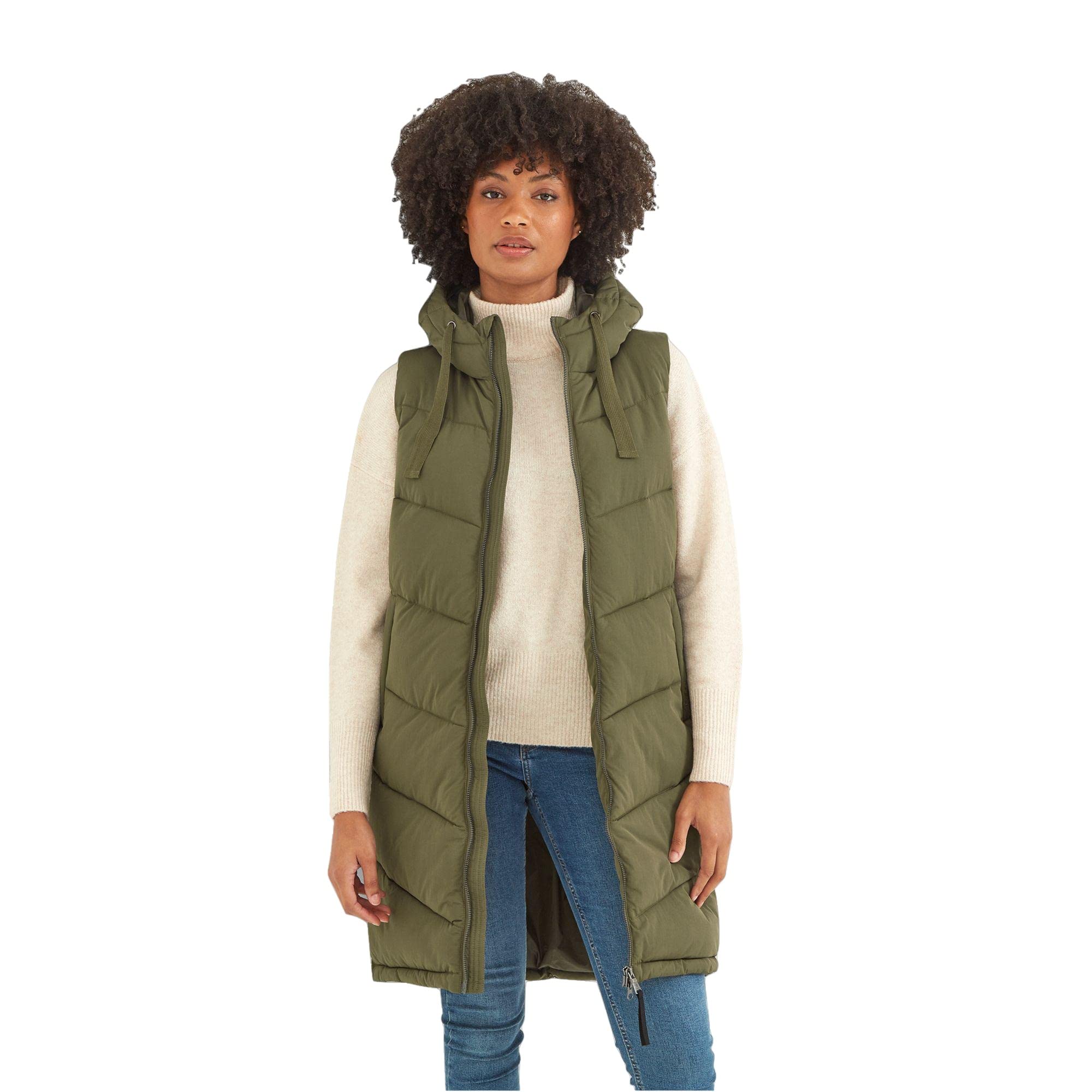 Tog24 Women's Khaki 'Ranskill' Gilet Jacket In | Size: 12