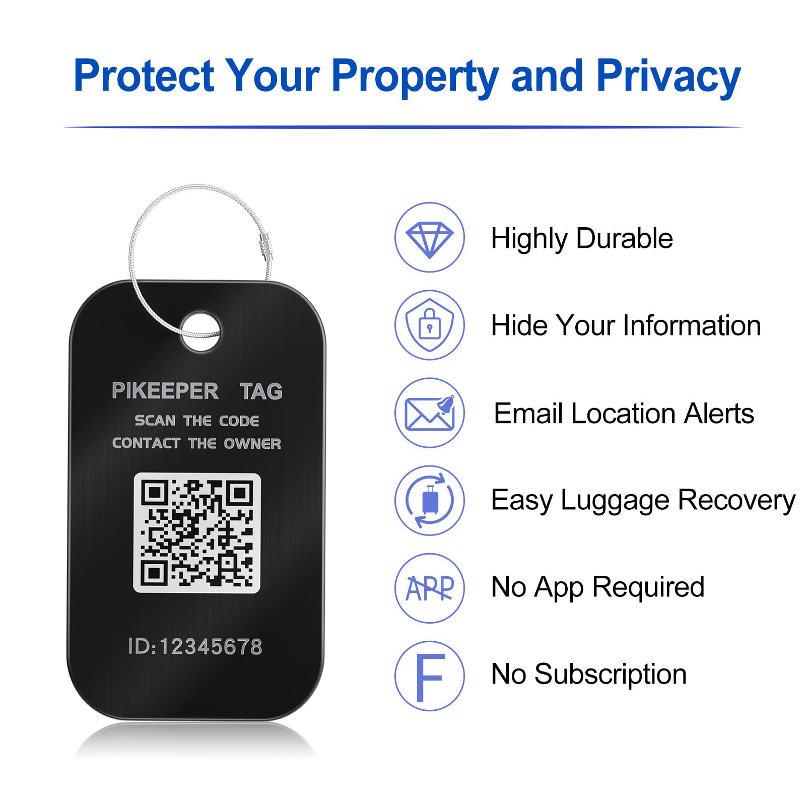 Etiquetas inteligentes para equipaje con visualización de ubicación de código QR, etiquetas personalizables con protección de privacidad para objetos perdidos y encontrados, paquete de 4