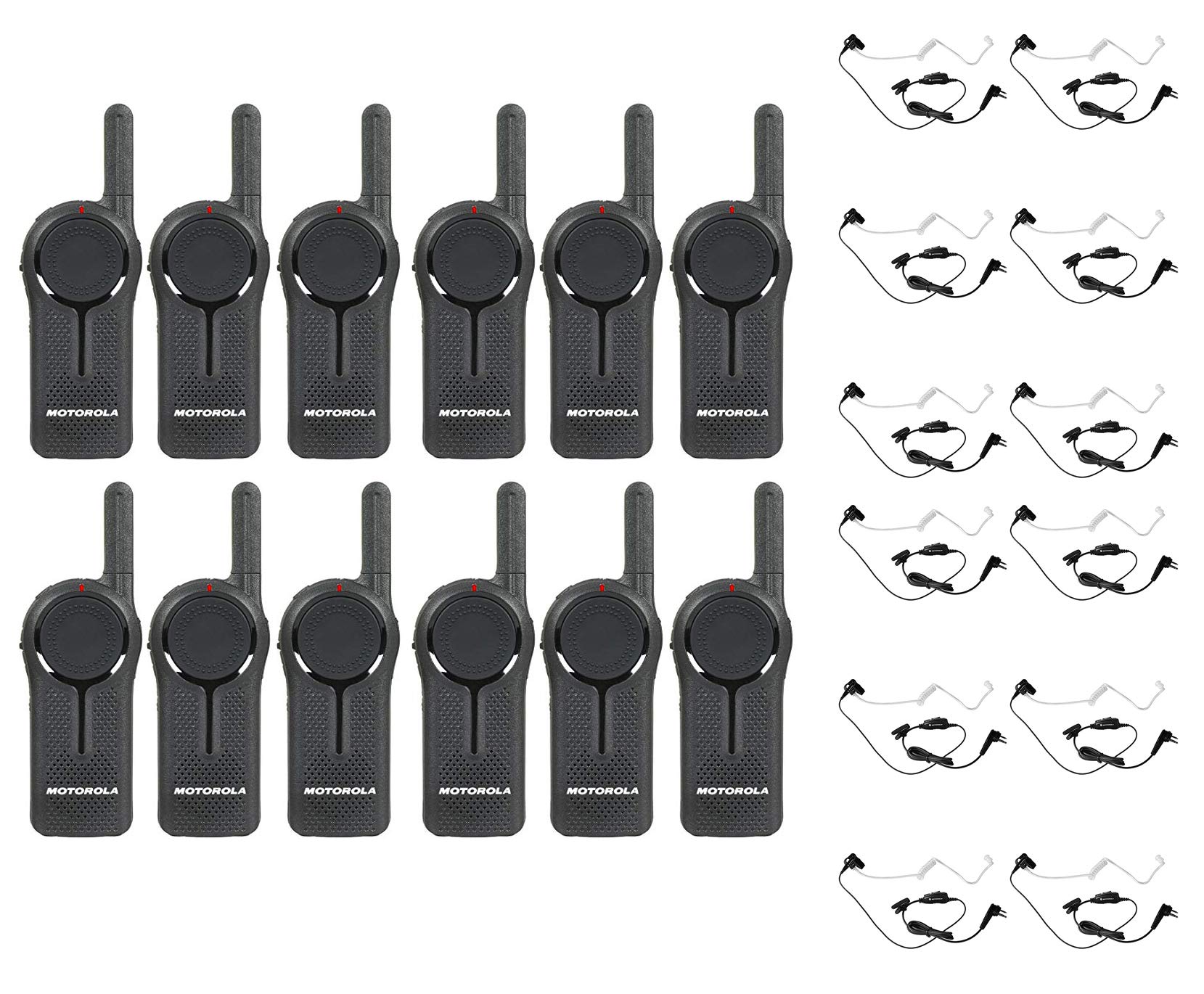 DLR1060 6 Channel Digital 900 MHz License Free Business Radio with HKLN4601 Surveillance Headset 12 Pack