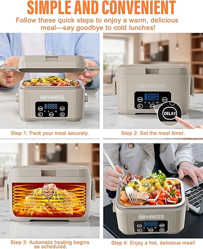 Miniatura 5 de Fiambrera eléctrica inalámbrica para adultos  Fiambrera térmica con recipiente SS de 37.2 fl oz, calentador de alimentos alimentado por batería con