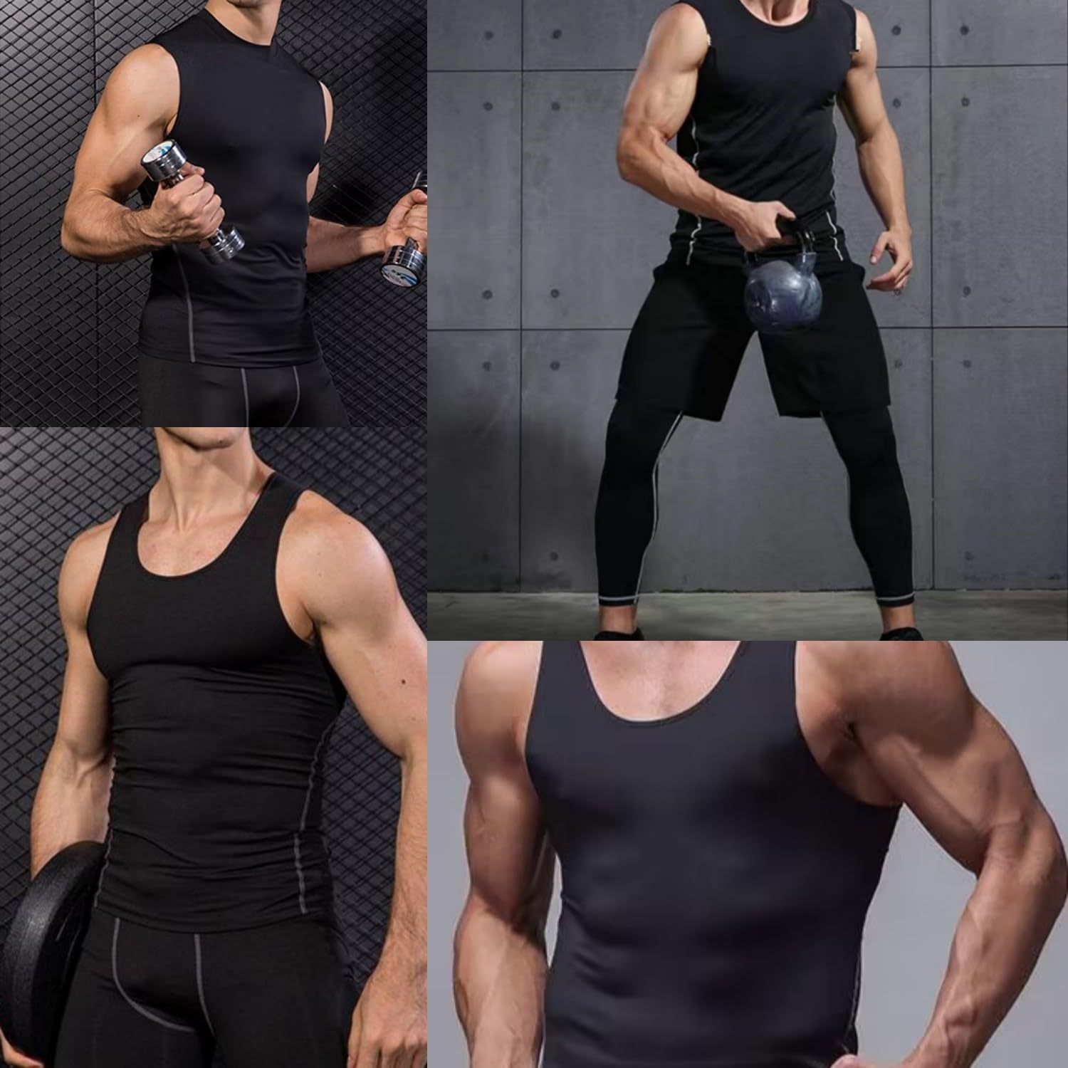 Camiseta de compresión sin Mangas para Hombre para Deportiva,Camisetas de Correr ranspirable Secado Rápido para Hombre,Tops de Compresión Jogging Fitness