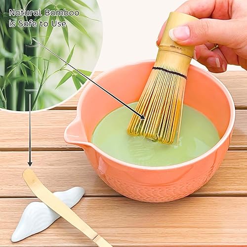 Miniatura 5 de SNAIL GARDEN Juego de 8 piezas con caja de almacenamiento, juego completo de fabricación de matcha incluye cuenco tradicional con boquilla de