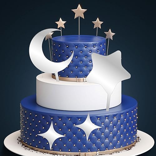 Miniatura 10 de Gyufise 7 piezas de acrílico para decoración de tartas de luna y estrellas, decoración de pasteles de baby shower, suministros de fiesta de
