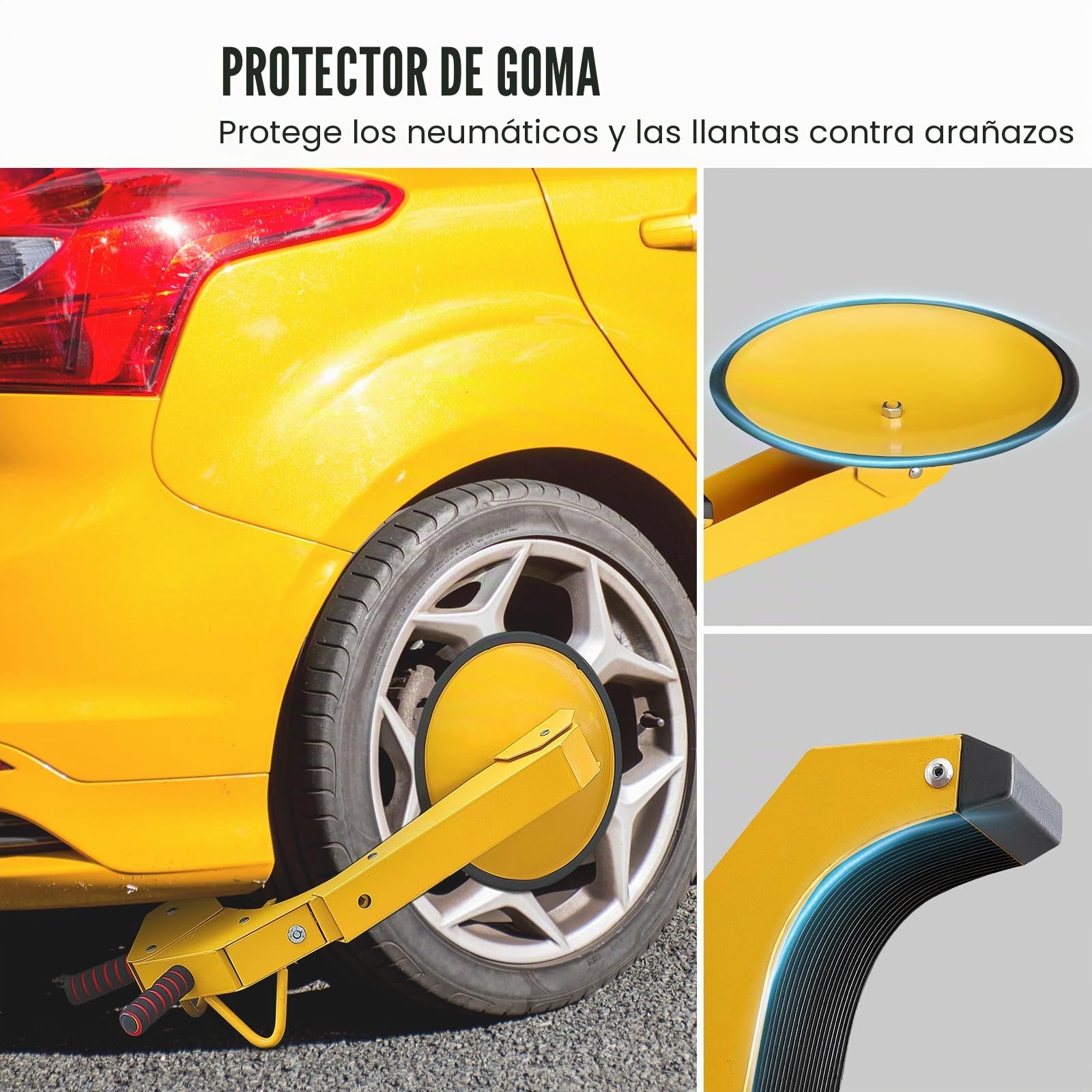 VEVOR Cerradura de Rueda para Coche Bloqueo de Rueda Antirrobo 16-38cm de Acero Q235 de Servicio Pesado Ventosa de 30cm 2 Llaves Dispositivo de Bloqueo de Rueda para Vehículos Caravanas Camiones Motos