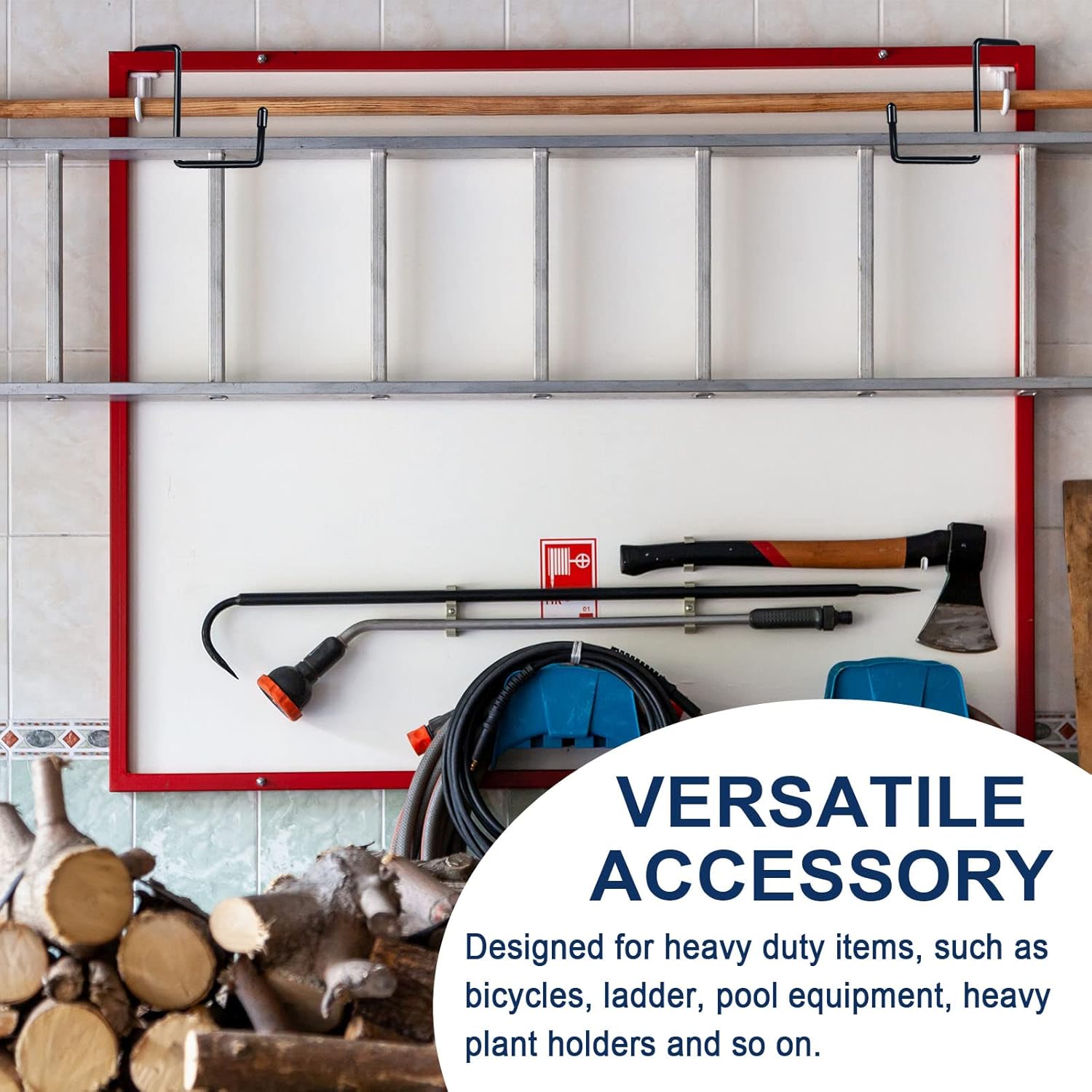 Vinyl Coated Heavy Duty Large Hooks for Hanging,Rafter Hanger Hook,Garage Bike Hooks,Ladder Hooks Storage Organizer,Large Object,Tools,Hose,Ropes and Pool Equipment Hooks Black 4 Pack - Image 5