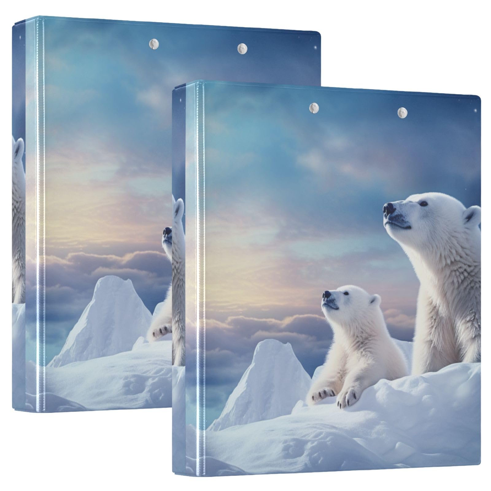 Polar Bear - Raccoglitore a 3 anelli, 3,8 cm, contiene 200 fogli con 3 tasche interne in PVC trasparente, per scuola e ufficio