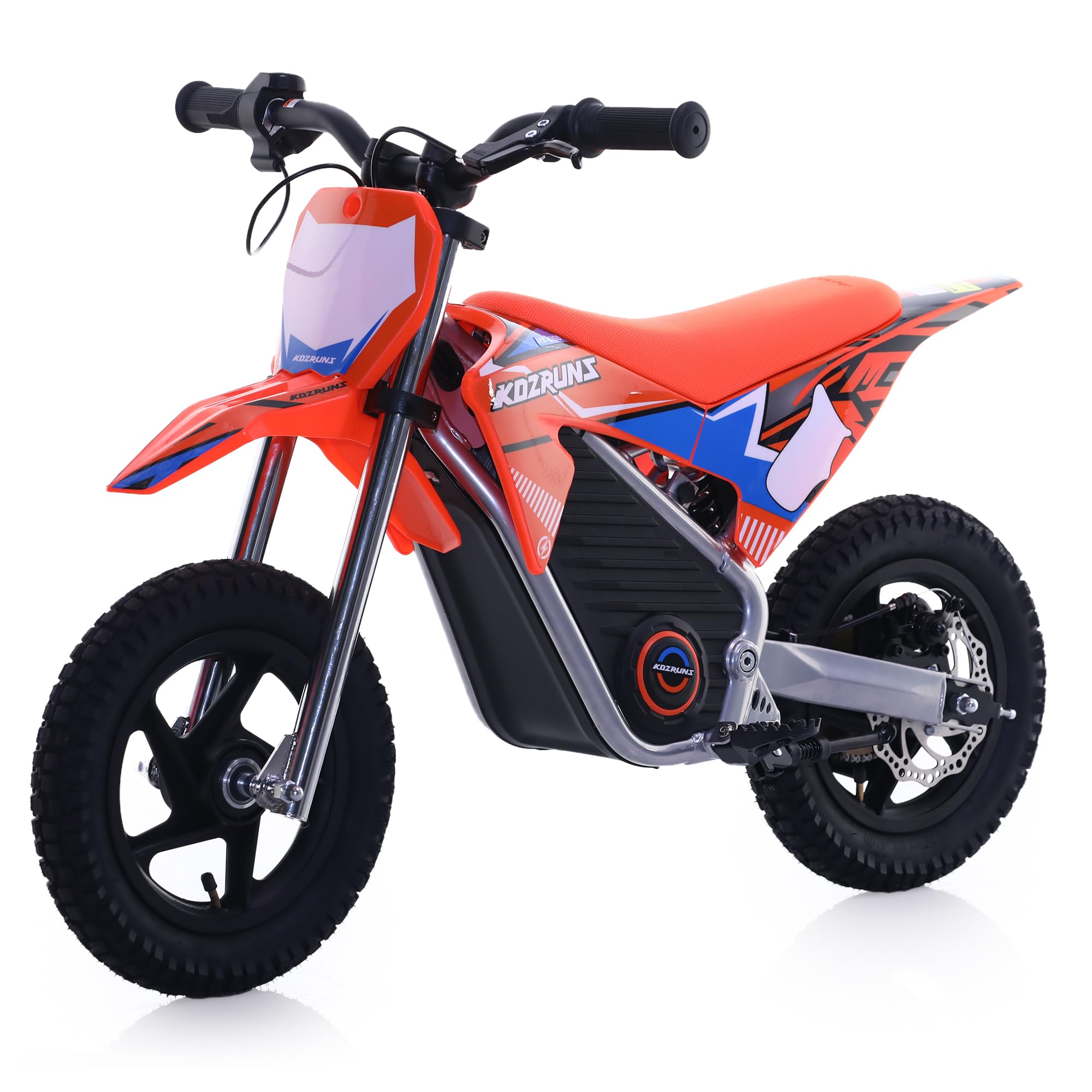 Electric Dirt Bike for Kids Aged 3-6, 150W High Racing Competition Grade Electric Motorcycle, Up to 8MPH, 2 Speed Settings, Safe Disc Brakes, 12IN Off-Road Tires & Advanced Shock Absorption，Orange