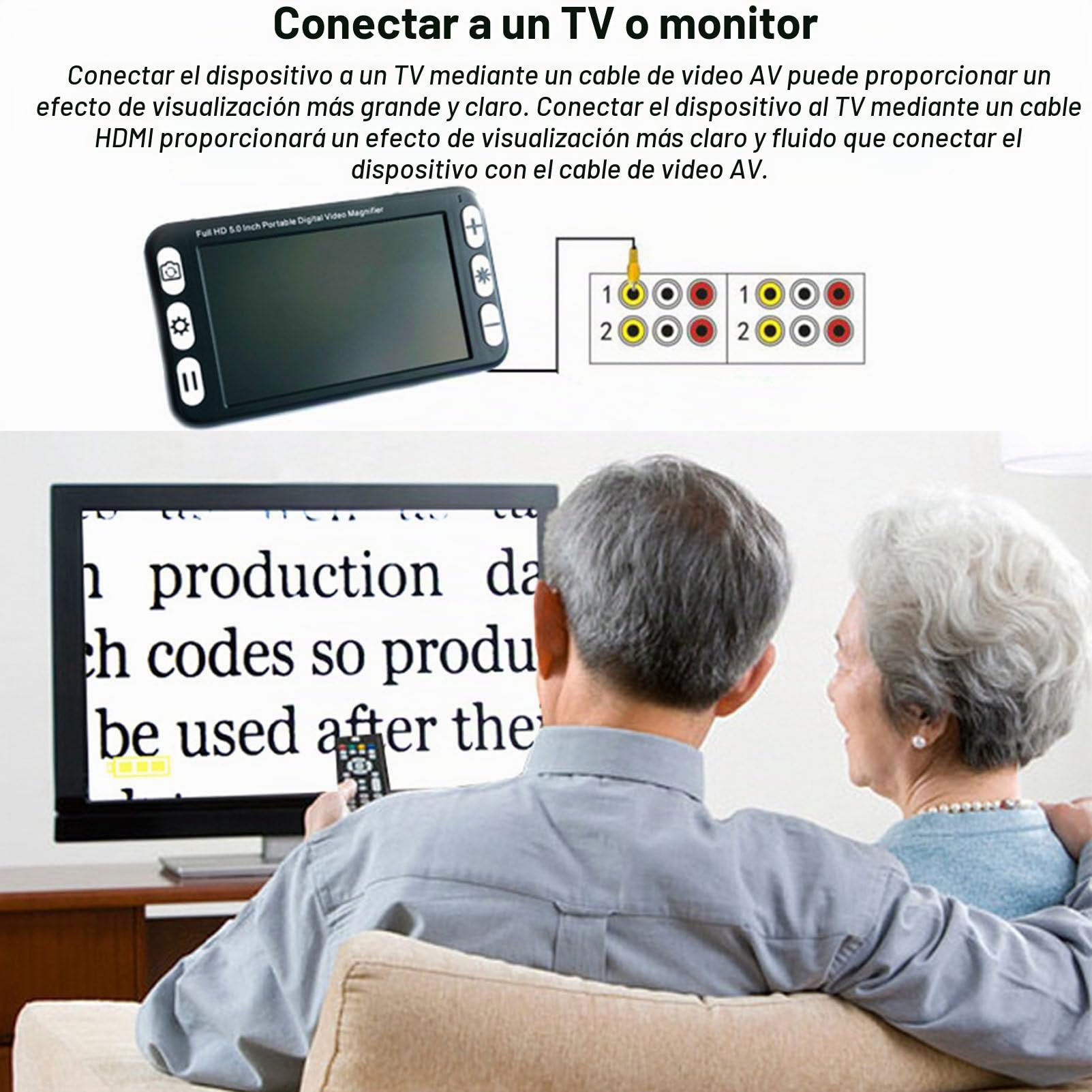 Lupa electrónica digital de 5 pulgadas, zoom de 2X-48X, lupa de video digital portátil, pantalla LCD, ayuda de video para personas con discapacidad visual, baja visión, daltonismo, ambliopía,Black