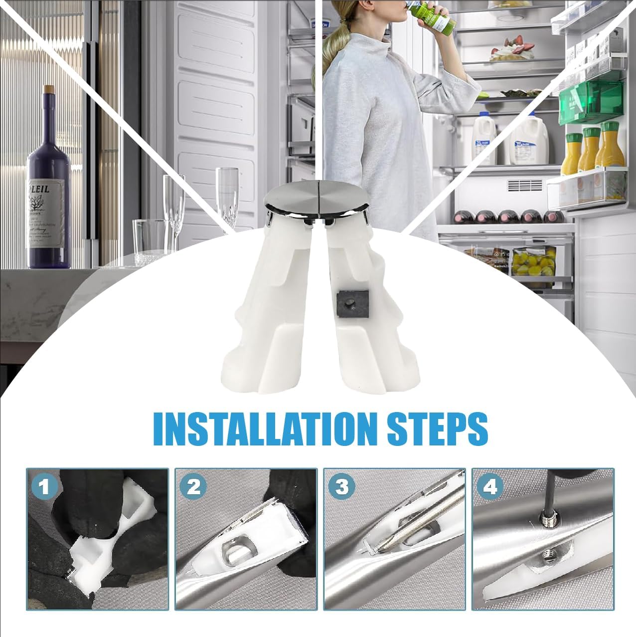 DA61-07540A DA61-08247A Freezer Refrigerator Door Handle Support Kit, Compatible with Samsung AP5578979 PS4145181 DA67-02787A 3160453 6009-001526, White