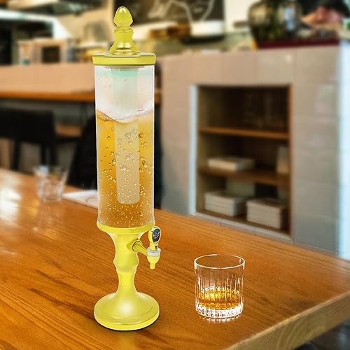 Miniatura 6 de Dispensador de torre de cerveza de 3 litros con tubo de hielo y dispensador de cerveza de mesa ligera, 3.2 cuartos de galón 102 onzas, dispensador