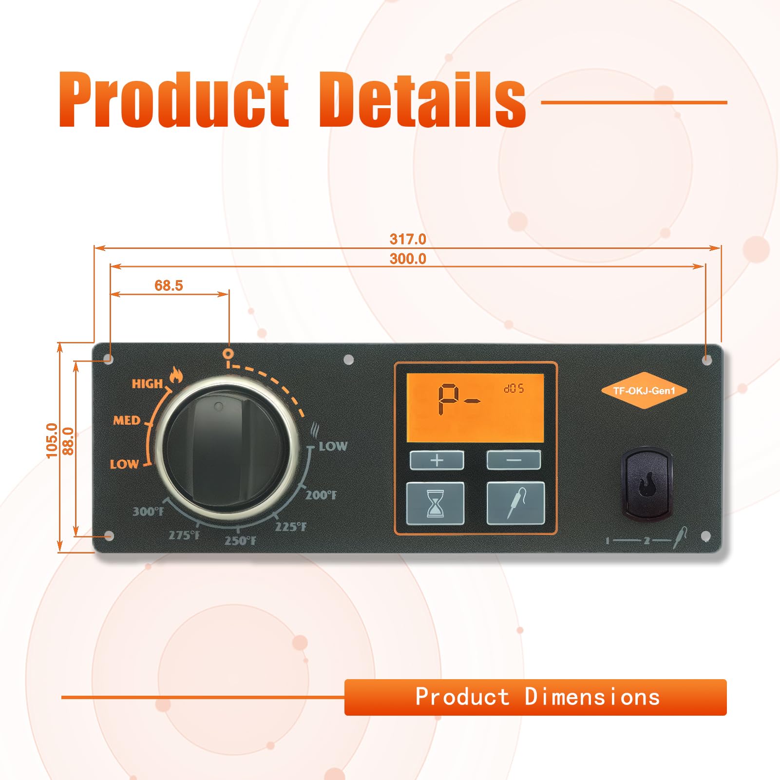 Shunbaixin Control Panel Replacement for Oklahoma Joe's Rider 600/900/Deluxe Pellet Grill, Control Board Digital Thermostat for Oklahoma Joe's