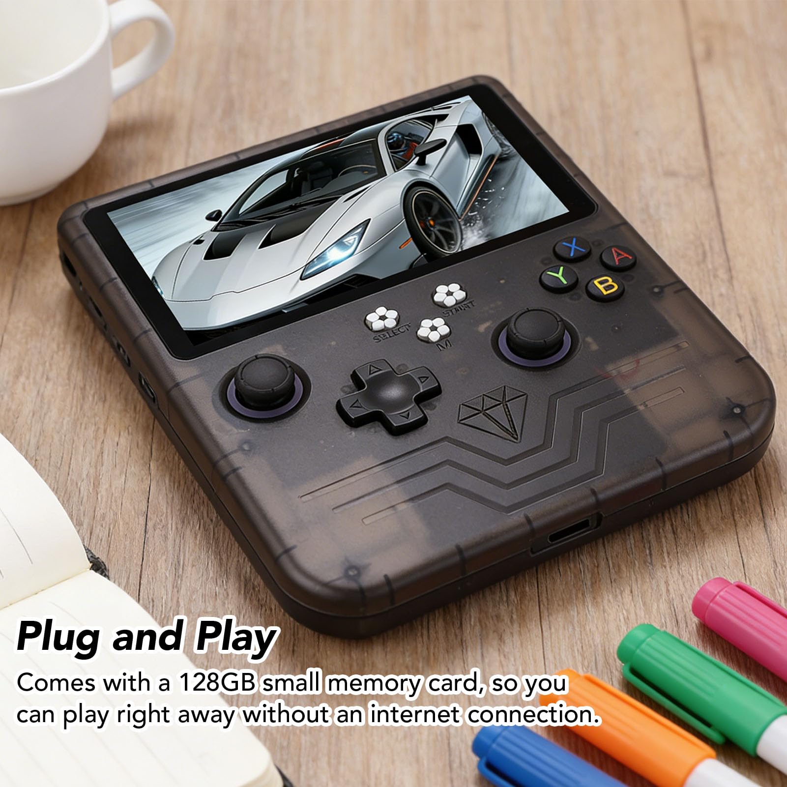 Ejoyous Console di Gioco Portatile con Schermo HD da 6 Pollici Console di Gioco Portatile retrò Scheda da 128 GB Batteria da 6000 MAh Doppi Joystick RGB per Pendolarismo in Viaggio e Appassionati di