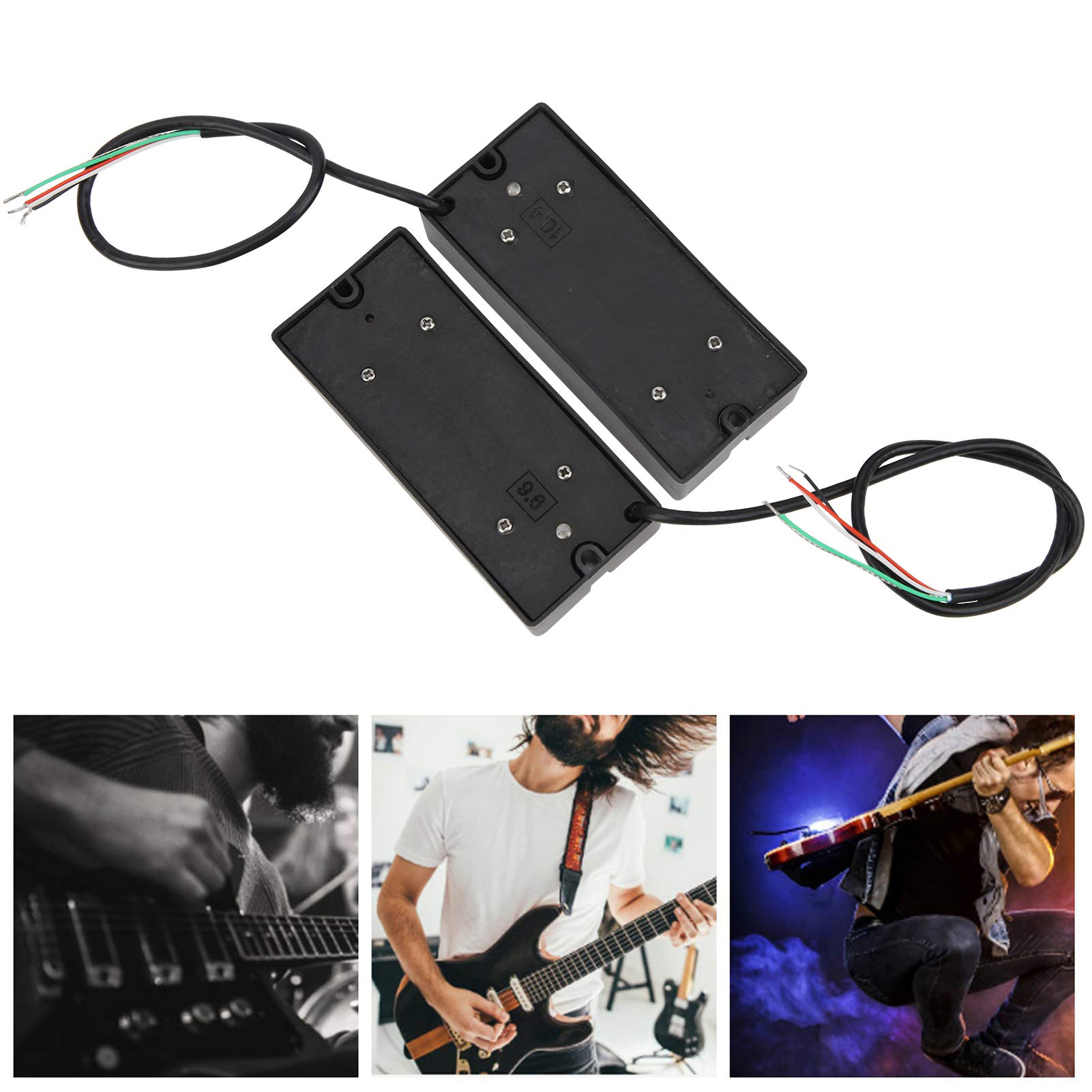 Bediffer Basso a 4 Corde con Doppio Pickup con funzionalità di Riduzione del Rumore per Musicisti Professionisti, 2 unità in Plastica Nera e Metallo