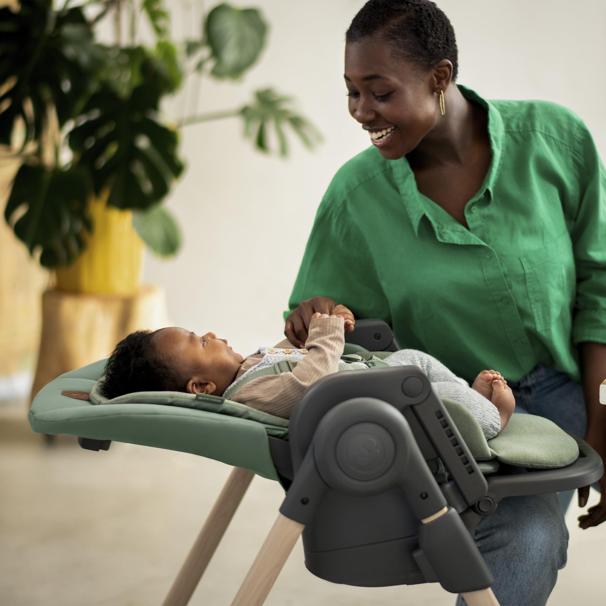 Maxi-Cosi Minla Seggiolone Pappa Evolutivo, 0-14 Anni, portata 60 kg, Seggiolone pappa Bimbi, 6 Funzioni, Reclinabile 5 Posizioni, 9 Posizioni Altezza, Poggiapiedi Regolabile, Beyond Green