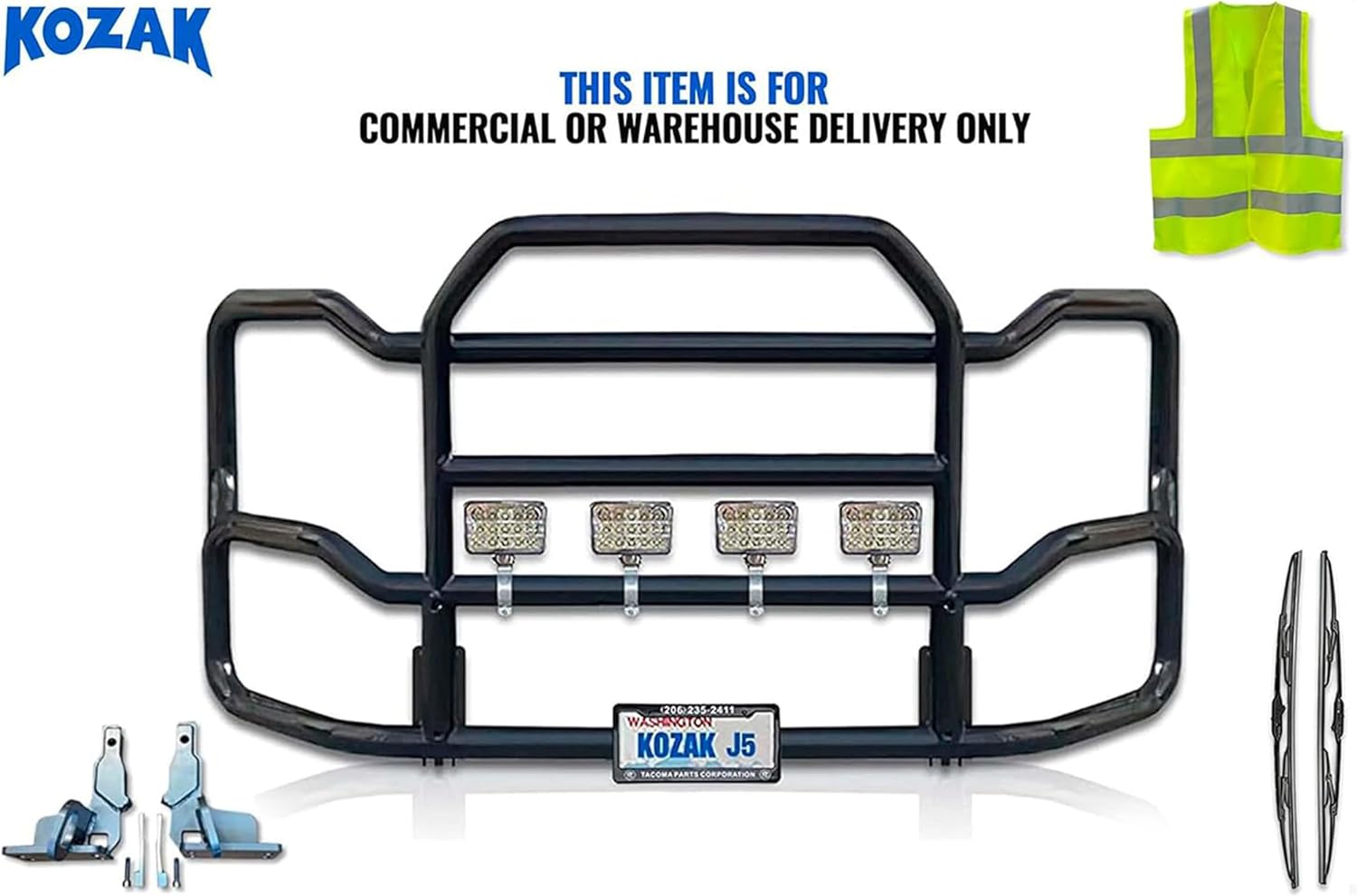Front Grille Deer Bumper Guard Large for Semi Truck Compatible with Volvo VNL 2018-2025 (92"x40") + Bracket