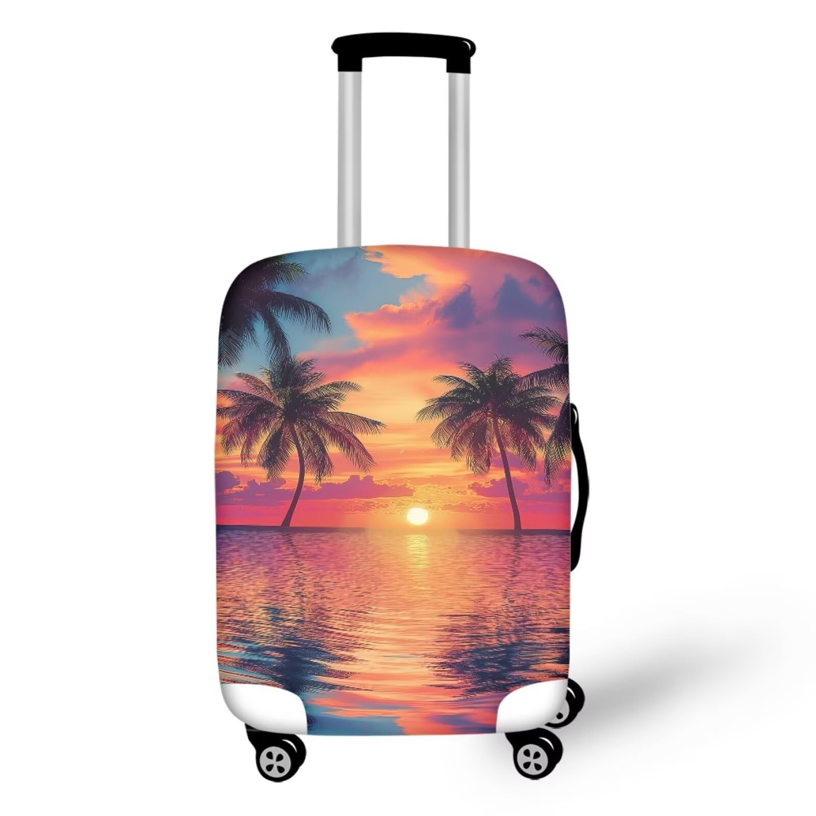 Cozeyat Sunset Palm Tree Travel Luggage Cover Spandex Suitcase Protector Washable Baggage Covers for 25-28 inch luggage