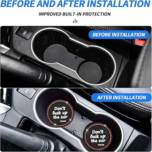 Miniatura 5 de Miytsya 2 posavasos brillantes para automóvil juego de almohadillas de goma suave de diamante de 275 pulgadas inserto redondo para portavasos de