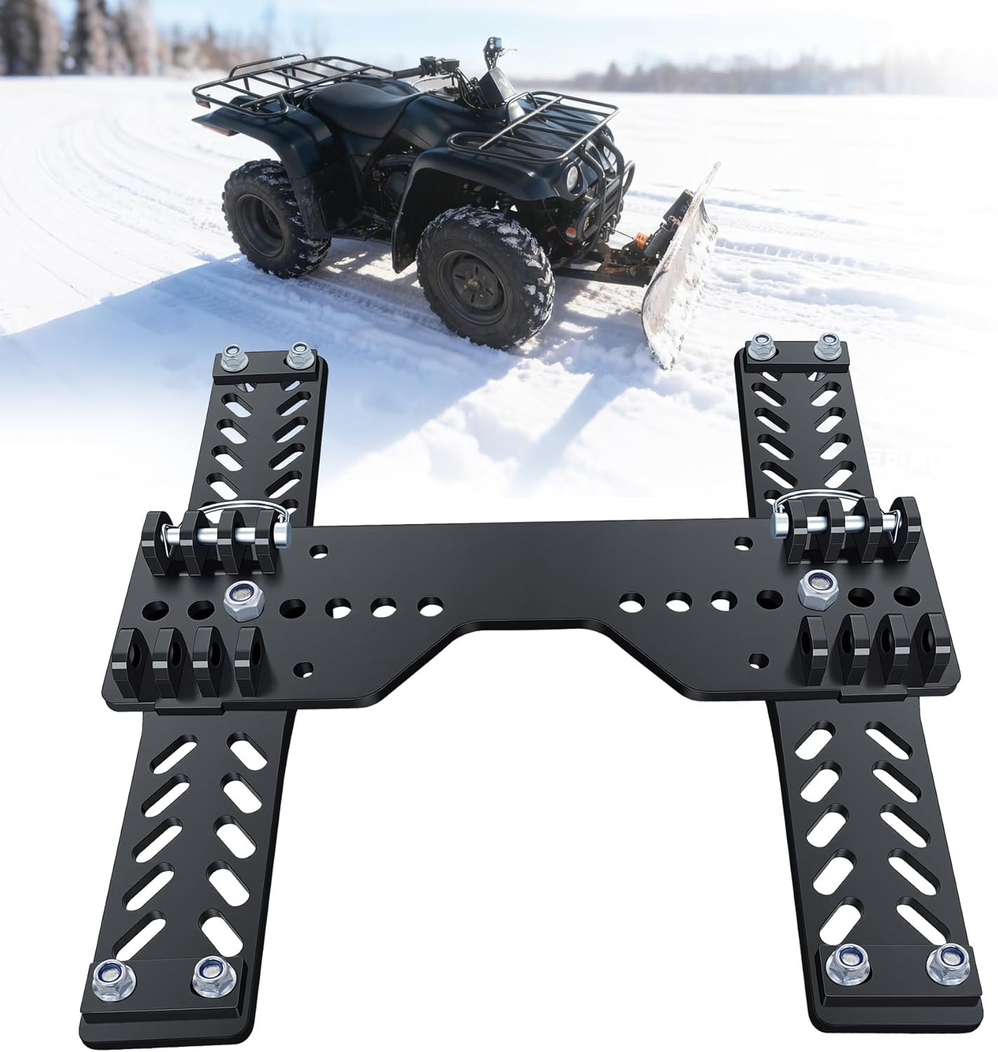 Universal ATV Snow Plough Mount, Heavy Duty Alloy Steel Material, Black Powder Coated Finish, Replaces OEM #105745 & #10-5745