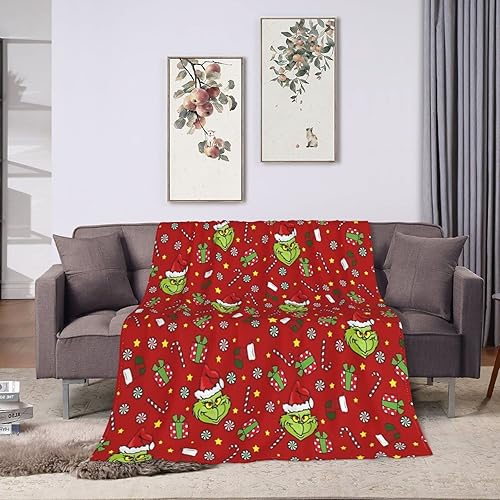 Miniatura 7 de Grinnch - Manta de Navidad con texto en inglés "How to Stole Christmas", ultra suave, de microforro polar, duradera, para Halloween, manta suave y