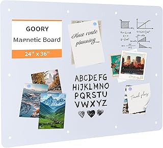 GOORY Magnetic Wall Board - 24" x 36" - Memo & Vision Bulletin Board for Home, Office and Classroom - Pre-drilled Mounting Screws Large Frameless Magnet White Wall Board