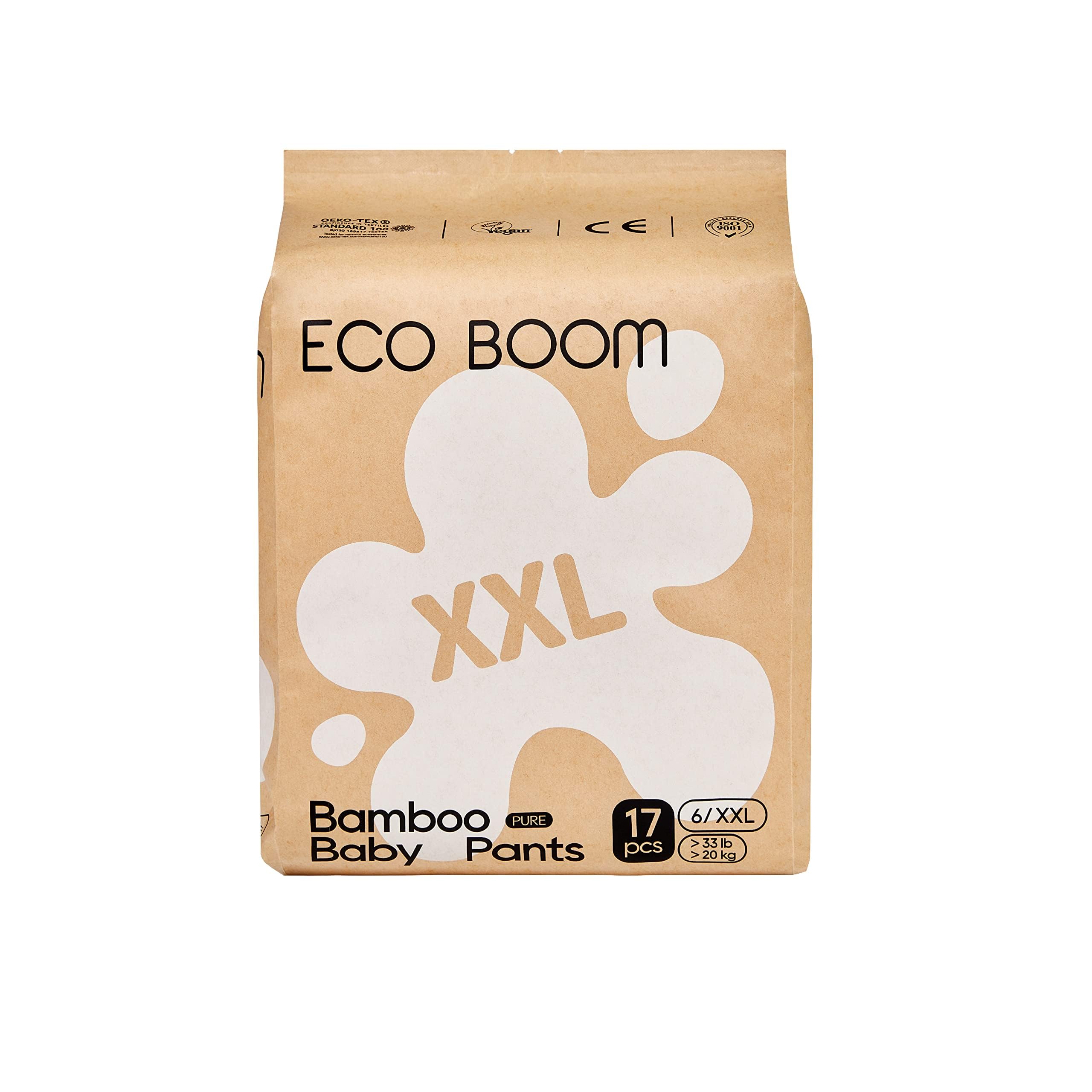 ECO BOOM Training Pants for Toddler Potty, Hypoallergenic for Sensitive Skin, Size 6 Suitable for 33+lb (XXL - 17 Count)