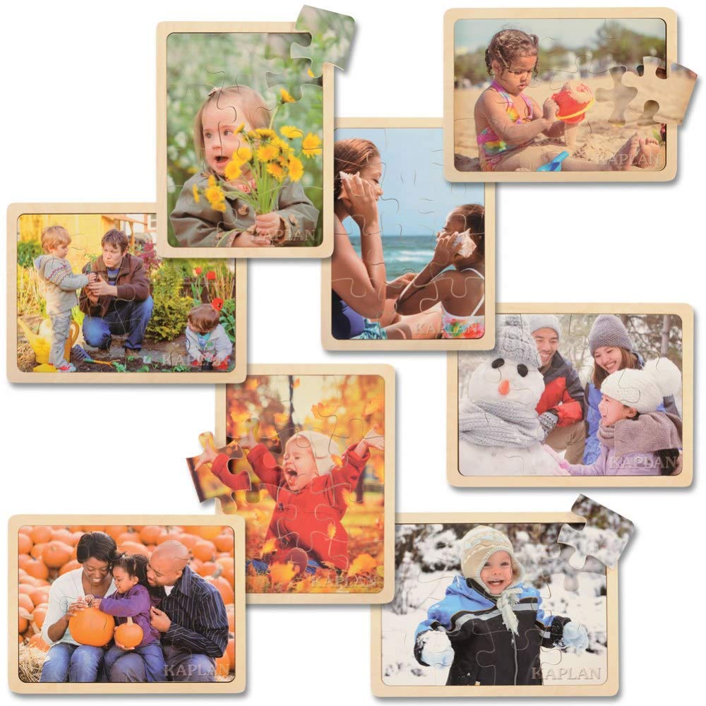 Kaplan Early Learning Four Seasons Puzzles | 12-Piece Jigsaw Puzzles | Real Photo Puzzles for Toddlers, Kids | Builds Fine Motor Skills | Set of 8