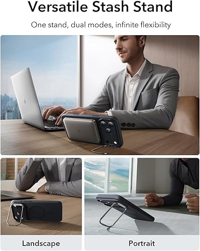 Vista 608 de ESR - Funda para iPhone 15 compatible con MagSafe, funda protectora de grado militar con soporte integrado, cubierta trasera resistente a