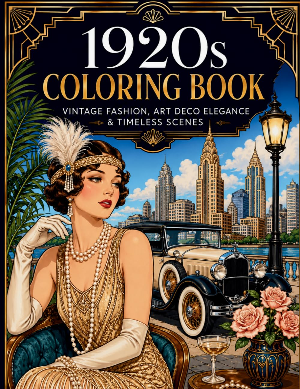1920s Coloring Book: Vintage Fashion, Art Deco Elegance, and Timeless Scenes to Color