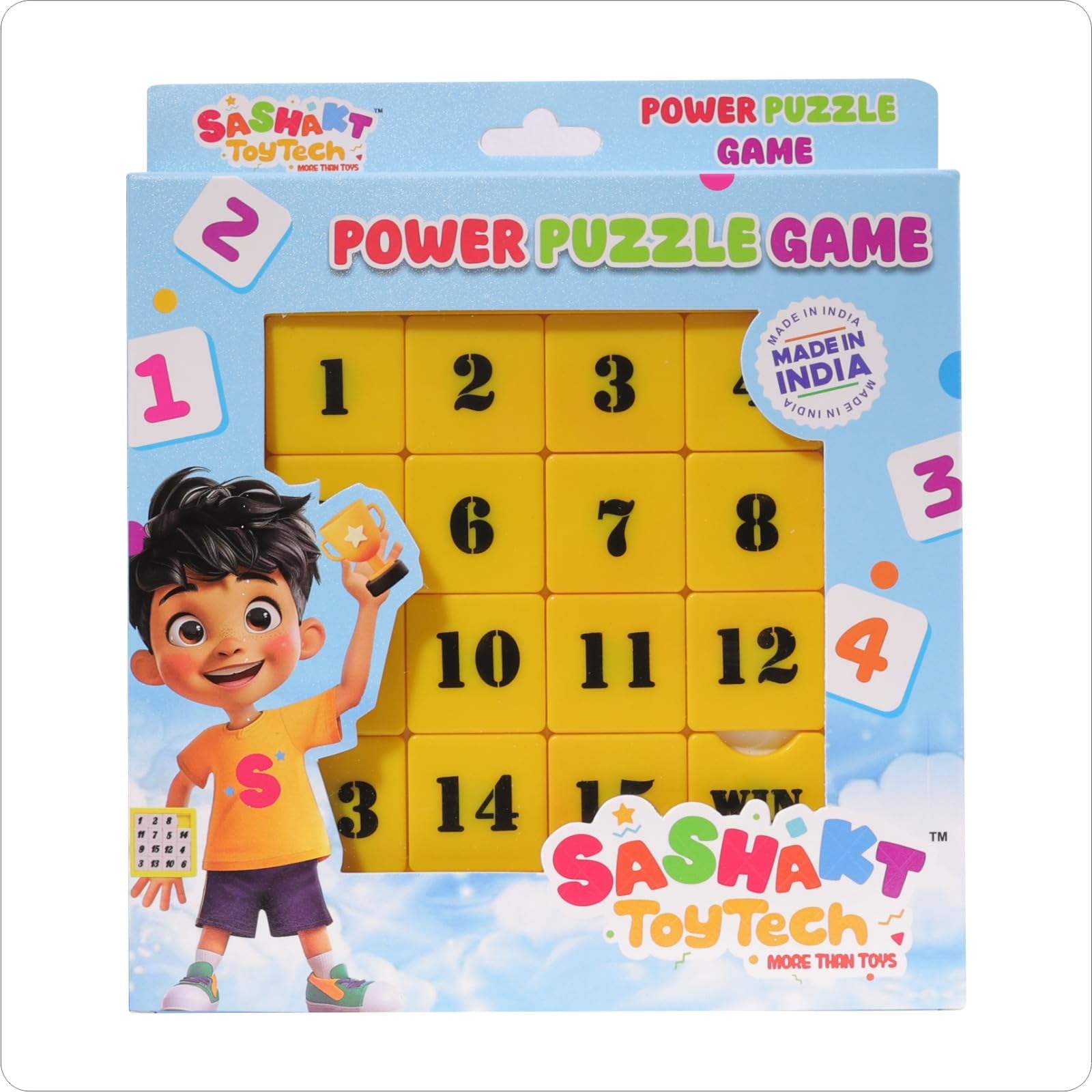 Sashakt Toytech Power Puzzle | Number Sliding Magnetic Puzzle 4x4 | Toys for 3-10 Years Old Kids | 15-Blocks Brain Teaser Puzzle Game | Educational, Learning, Activity Toy for Return & Birthday Gifts