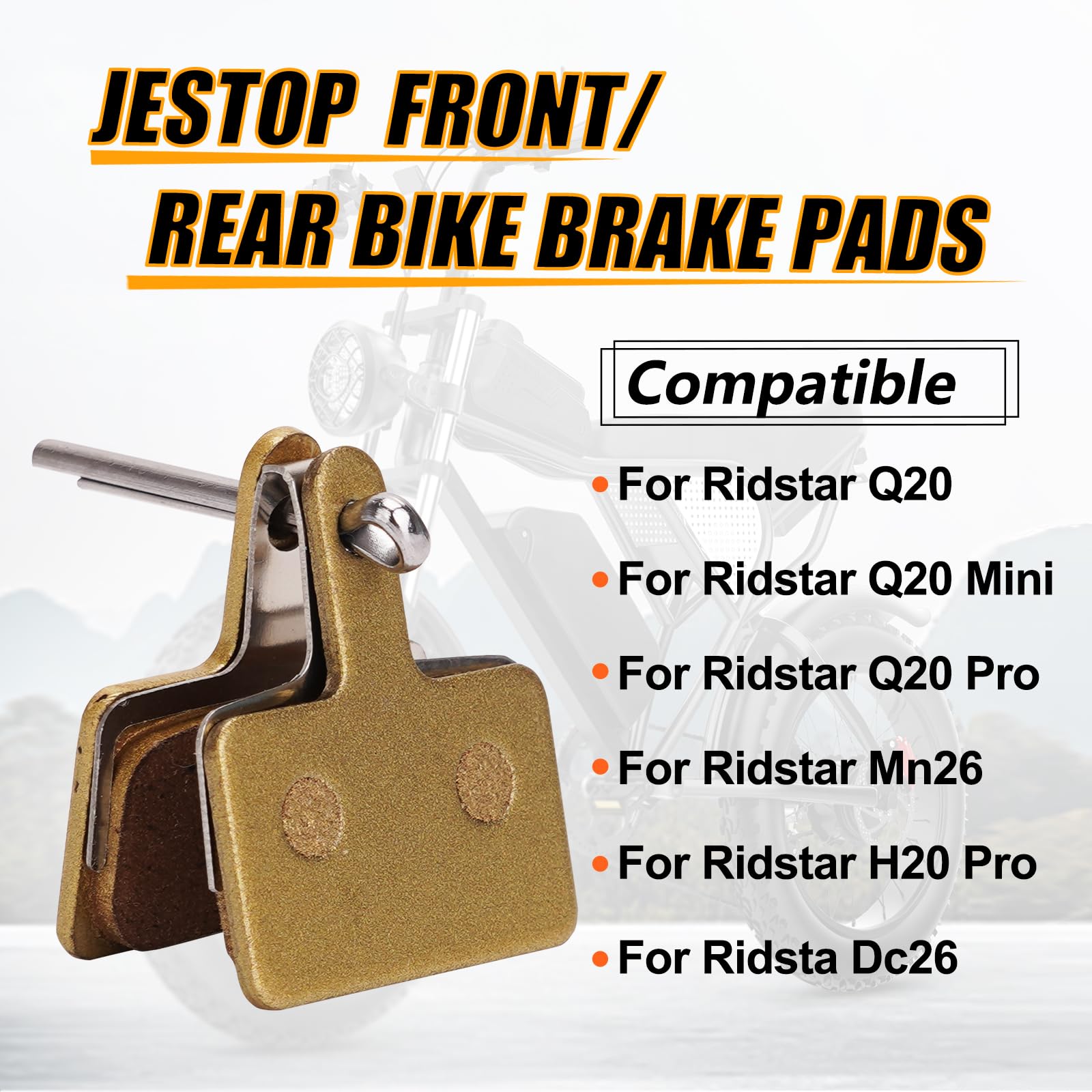 JESTOP 2 pastiglie per freno per bici, ad alte prestazioni, per Ridstar Q20/Q20 MINI/Q20 PRO/MN26/H20 PRO/DC26, pastiglie per freni a disco e molla semi-metallica e resina per freni a disco per
