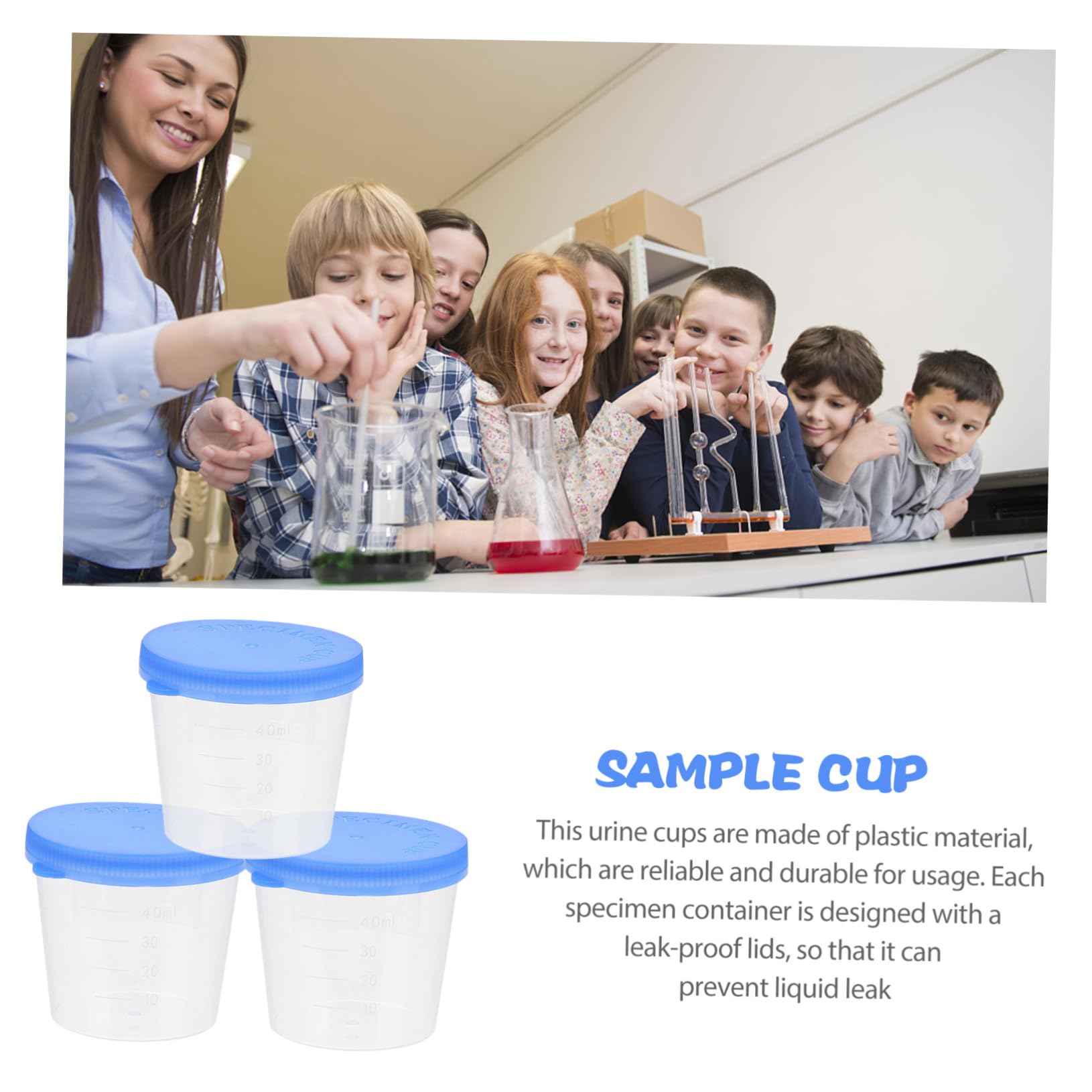 50 Pcs taza de muestra copas de recogida de orina vaso graduado con tapa recipientes para muestras de orina con tapas taza de laboratorio Desechable taza de orina taza graduada