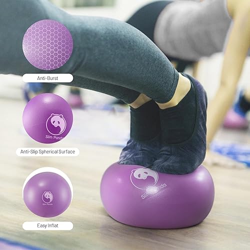 Miniatura 3 de Slim Panda Pelota de pilates, pelota de ejercicio pequeña de 9 pulgadas para yoga, entrenamiento, doblador, entrenamiento de núcleo y terapia