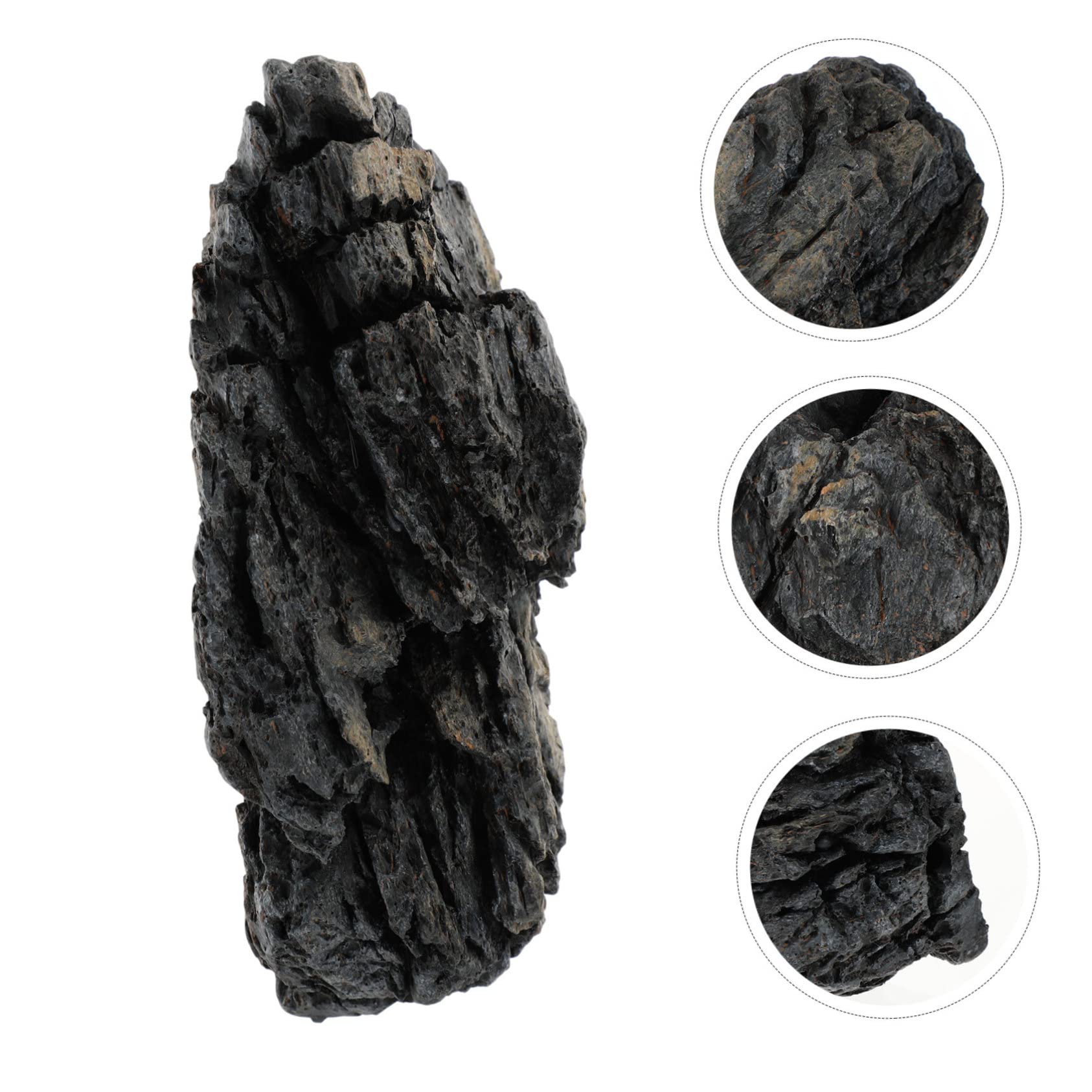 Pietra Decorativa per Acquario in Resina Nera dal Look Naturale | Ornamento Realistico per Vasche, Adatto anche Esposizioni Bonsai, Finitura Sicura Stile Casuale