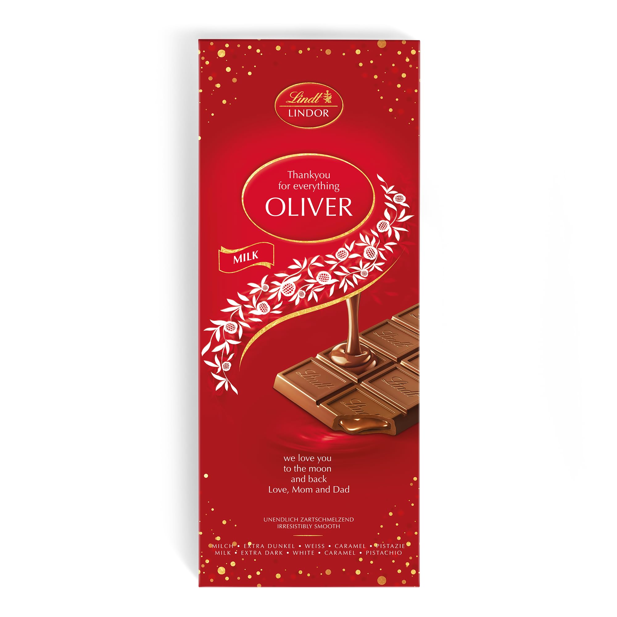 XXL Lindt Lindor Tablette de Chocolat Personnalisée - Cadeau Fête des pères - Cadeau Anniversaire Homme et Femme, Personnalisé avec Nom et Message avec 5 Barres Lindor