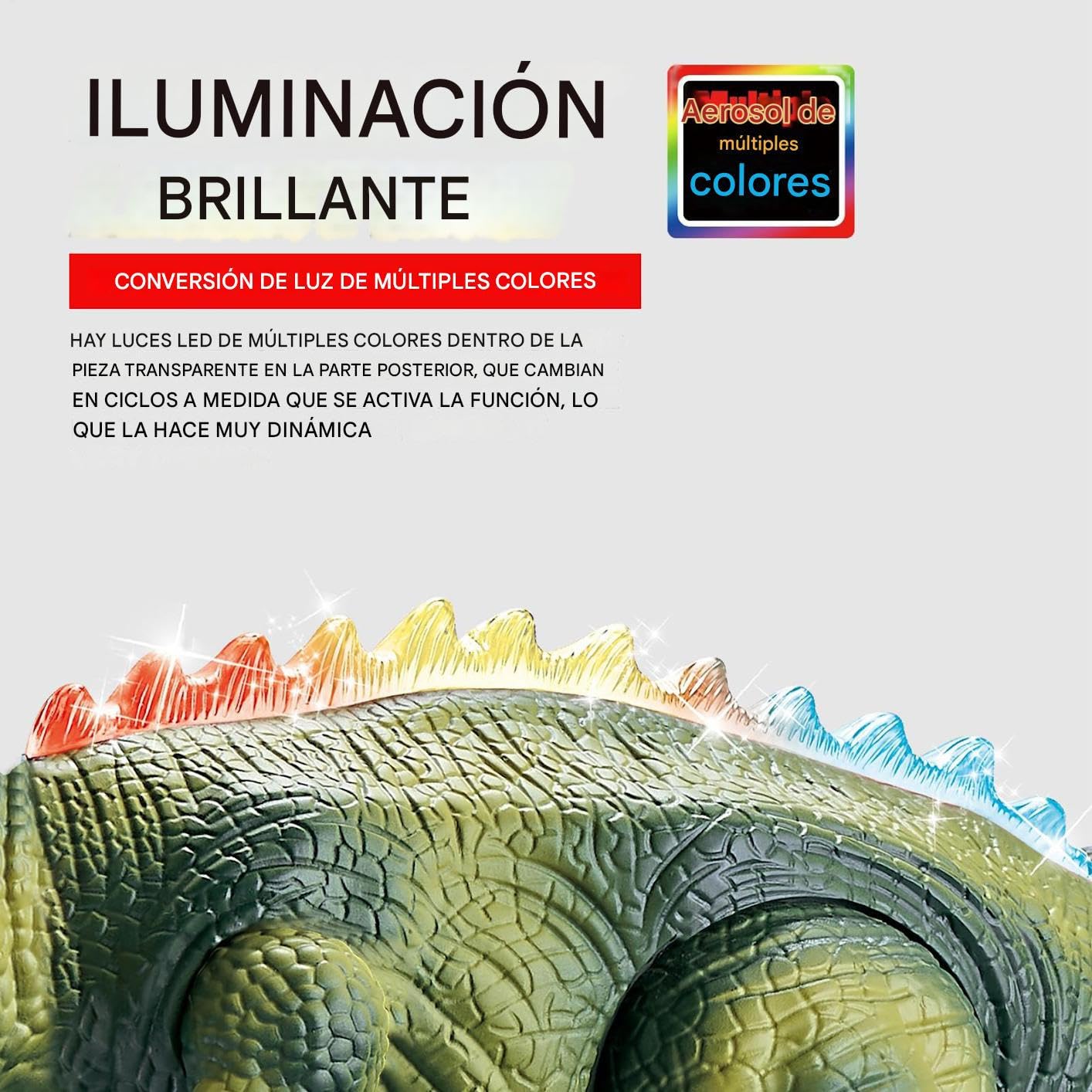 Genérico Dinosaurio Control Remoto | Dinosaurio en Movimiento | con Luces Y Rociador para Exteriores Y Fiestas